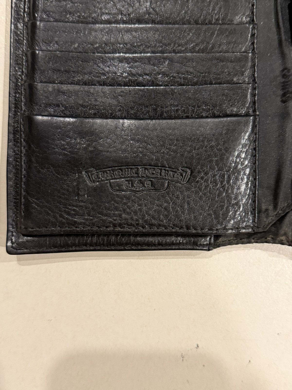 Chrome Hearts Chrome Hearts Black Leather Wave Wallet Silver Cross Balls Size ONE SIZE - 8 Thumbnail