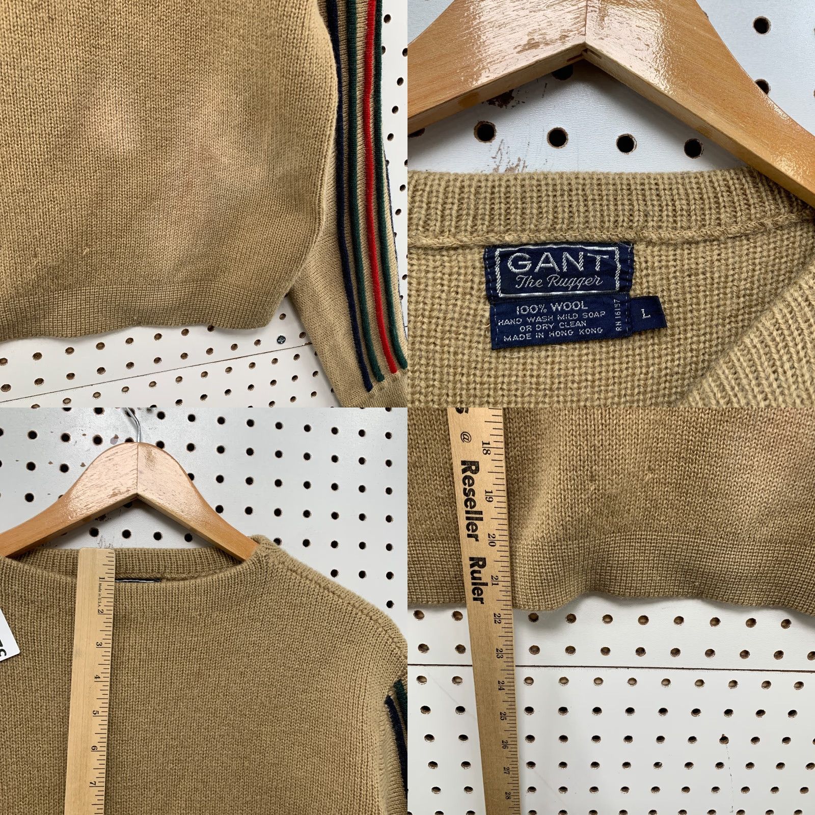 Gant VINTAGE GANT Wool Sweater Mens Pullover M Brown 100% Wool Knit Long Sleeve 21.5x21.5 Mens Sweater Size US M / EU 48-50 / 2 - 8 Thumbnail