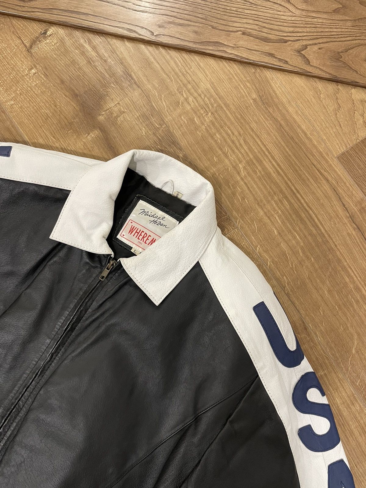 Genuine Leather Vintage USA Flag Top Gun Genuine Leather Pilot Bomber Jacket Size US L / EU 52-54 / 3 - 6 Thumbnail