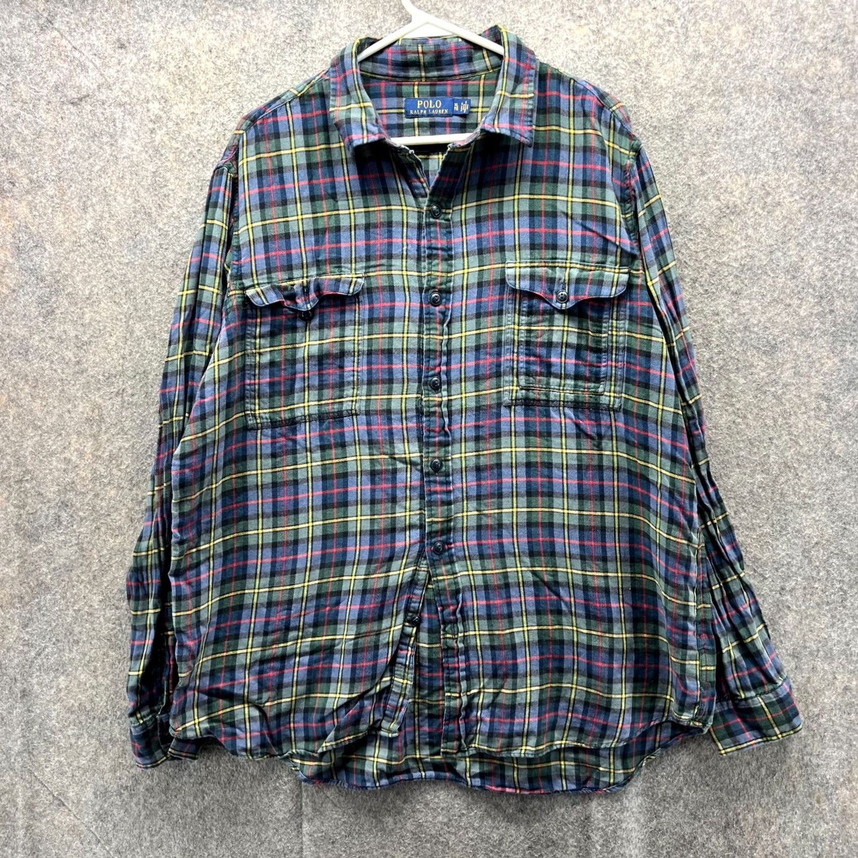Polo Ralph Lauren Polo Ralph Lauren Shirt Men XL Flannel Green Purple Plaid Button Down Vintage Size US XL / EU 56 / 4 - 2 Thumbnail