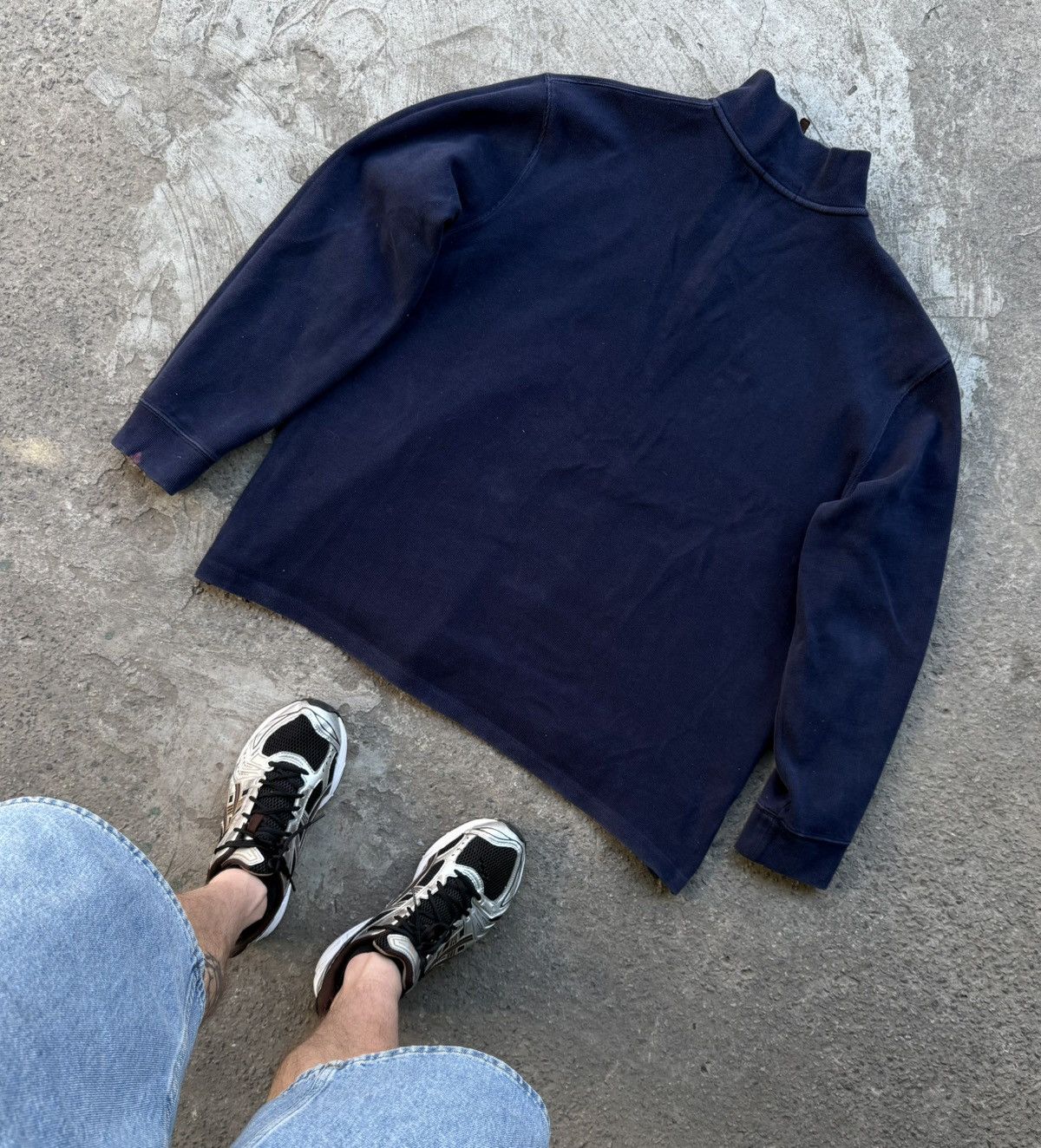 Polo Ralph Lauren Vintage Y2K Polo Ralph Lauren 1/4 Zip Navy Knit Hype Sweater Size US XXL / EU 58 / 5 - 9 Thumbnail