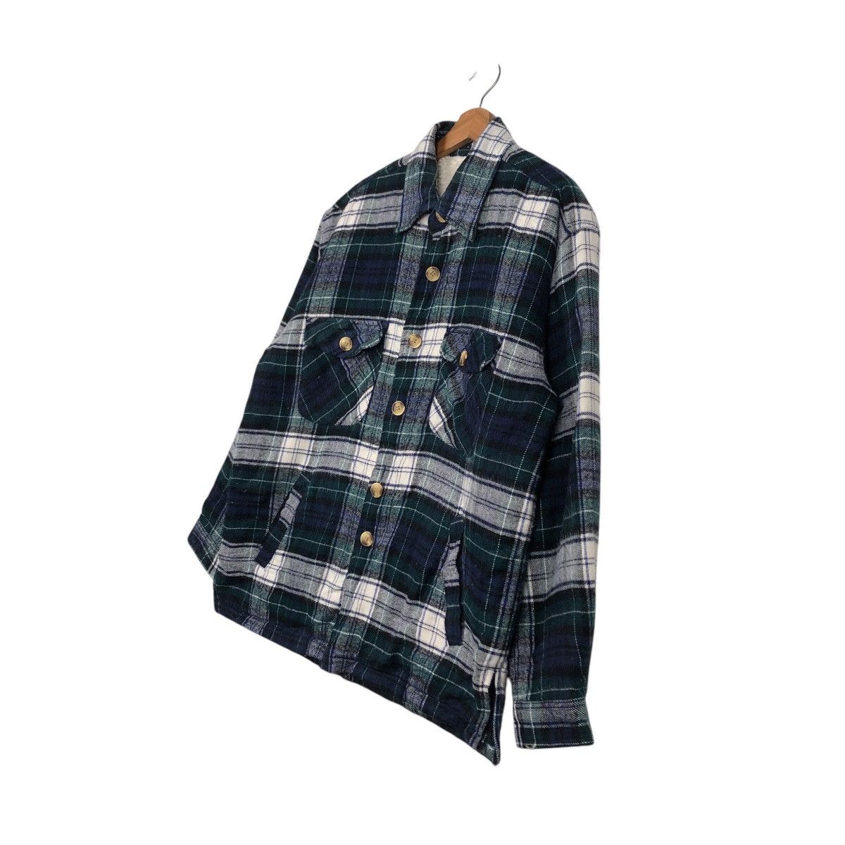 Japanese Brand 📌Vintage Button Jacket Dadge Tartan Design Sherpa Lining Size US L / EU 52-54 / 3 - 3 Thumbnail
