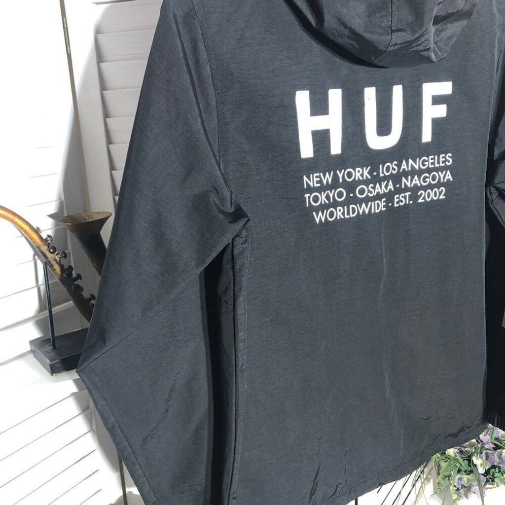 Huf HUF Jacket Flags Half-Zip Hooded Windbreaker Black Large Size US L / EU 52-54 / 3 - 11 Thumbnail