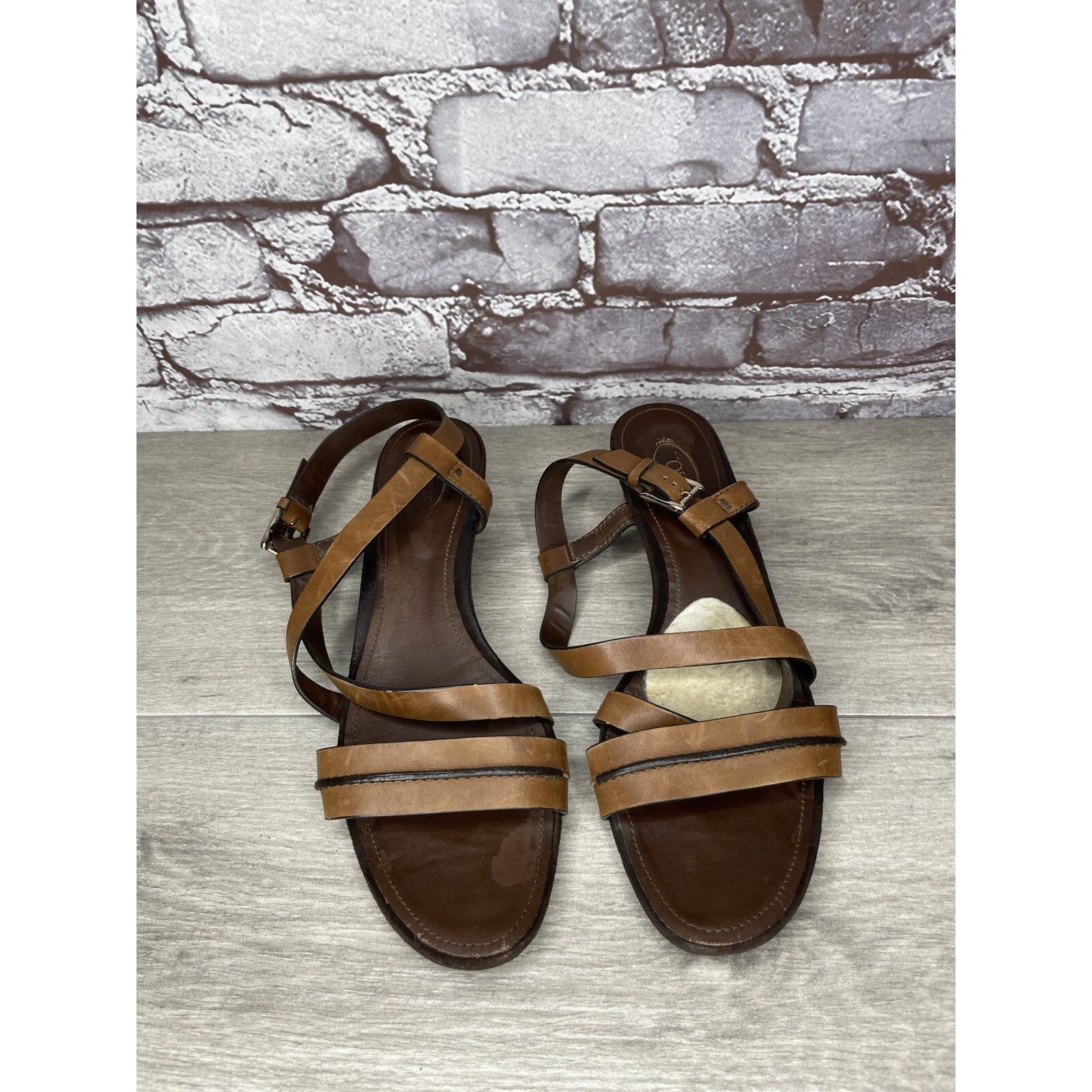 Tod's Tod's Brown Leather Wedge Strappy Ankle Strap Sandals Women Size US 9.5 / IT 39.5 - 18 Thumbnail