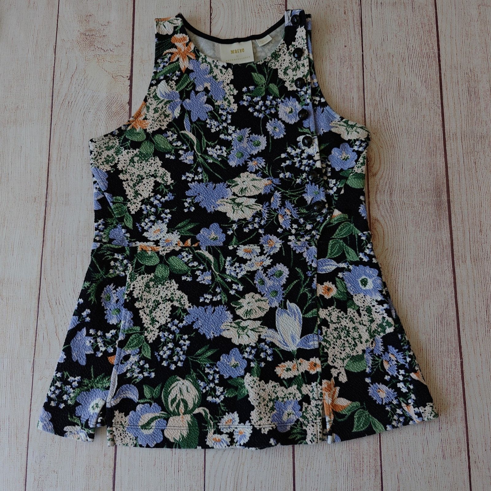 Anthropologie Maeve Brenner Floral Print Peplum Tank Top sz S Size S / US 4 / IT 40 - 4 Thumbnail