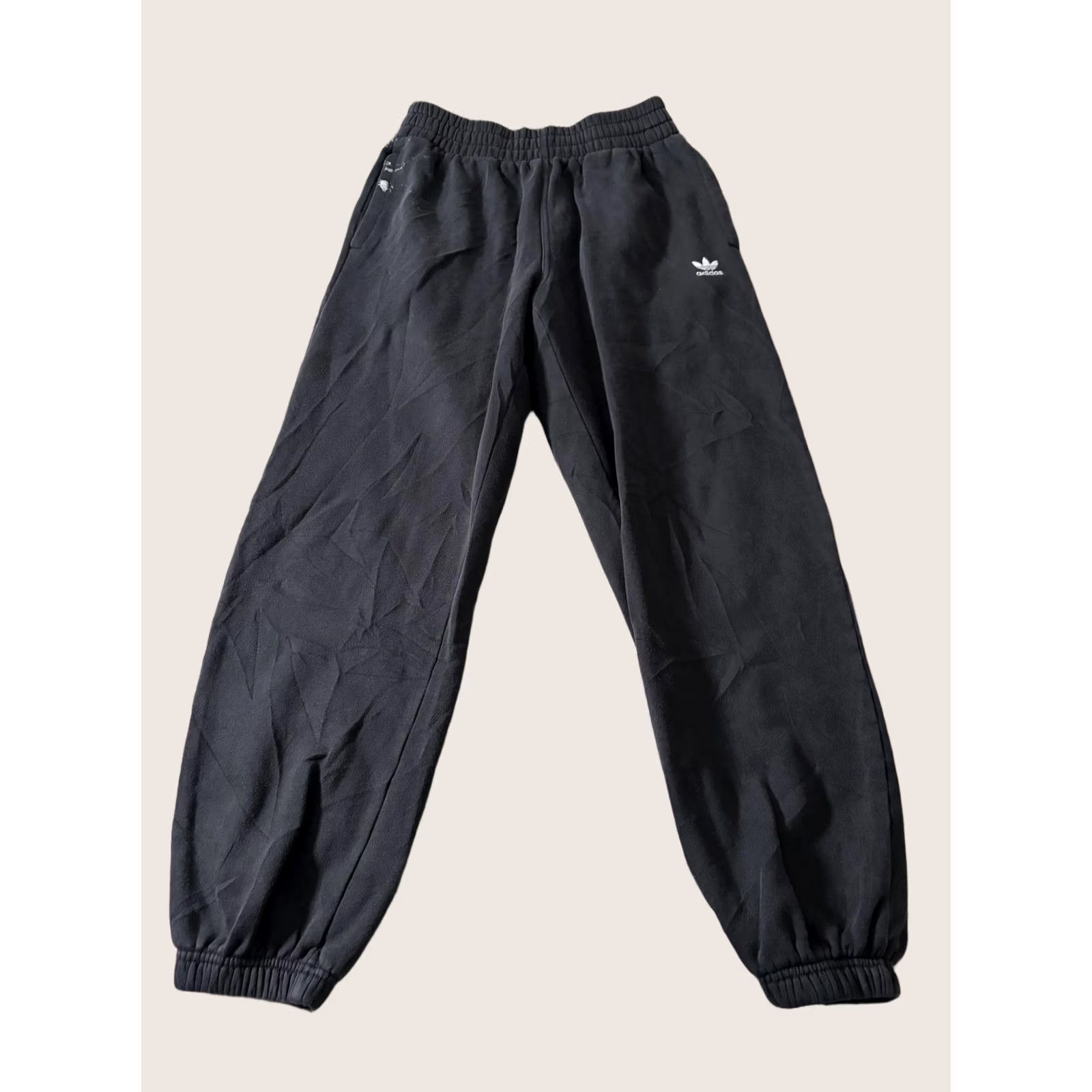 Adidas Adidas Originals Sweatpants Womens Small Black Fleece Joggers Trefoil Logo Size 28" / US 6 / IT 42 - 1 Thumbnail