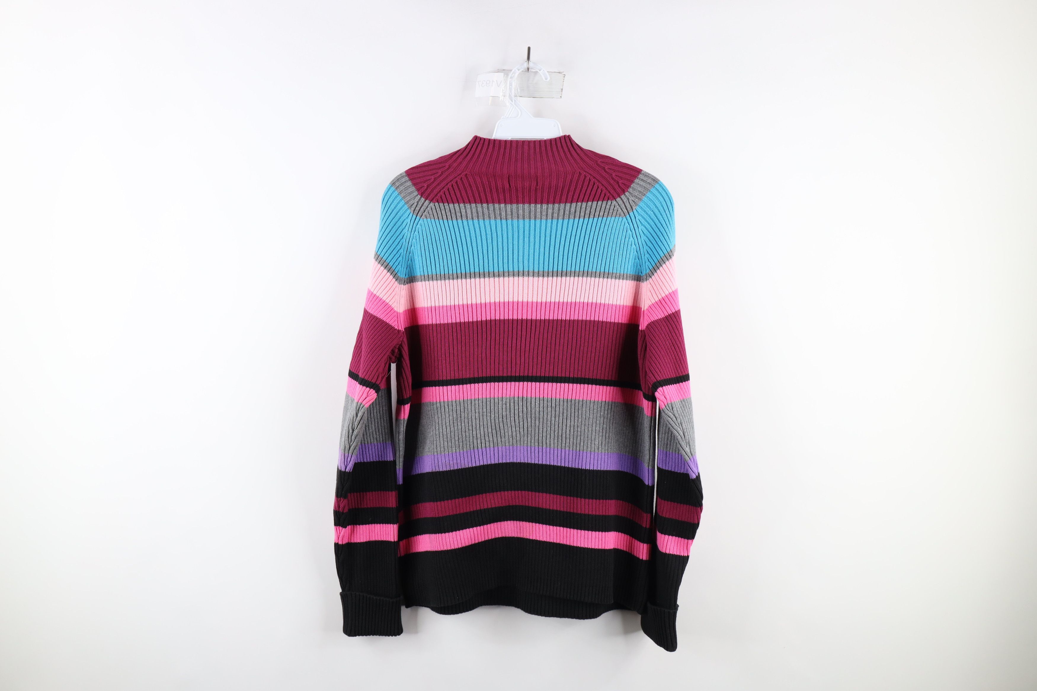Vintage Vintage 90s Streetwear Striped Ribbed Knit Mock Neck Sweater Size XL / US 12-14 / IT 48-50 - 7 Thumbnail
