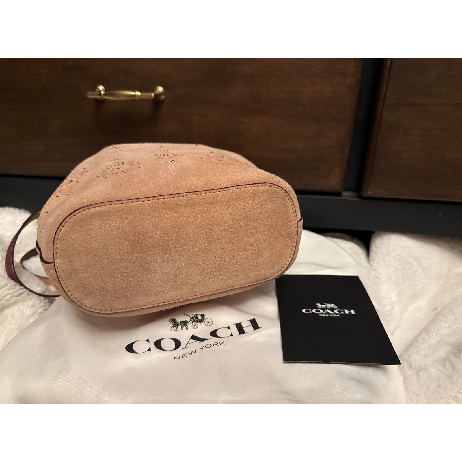 Coach Y2K Tea Rose Coach Suede Bucket Mini Bag Blush Size ONE SIZE - 9 Thumbnail