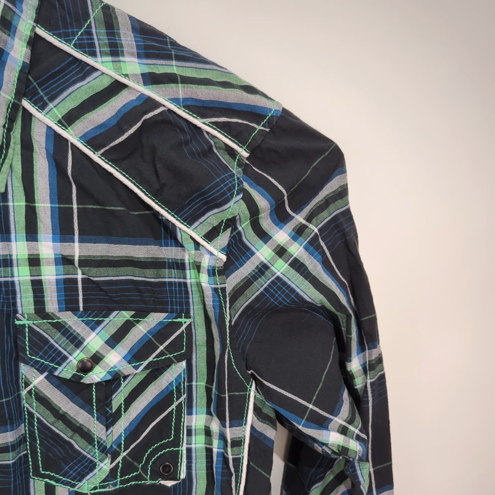 BKE BKE Athletic Fit Pearl Snap Shirt Mens Black Plaid Long Sleeve Large Western Shirt Size US L / EU 52-54 / 3 - 5 Thumbnail
