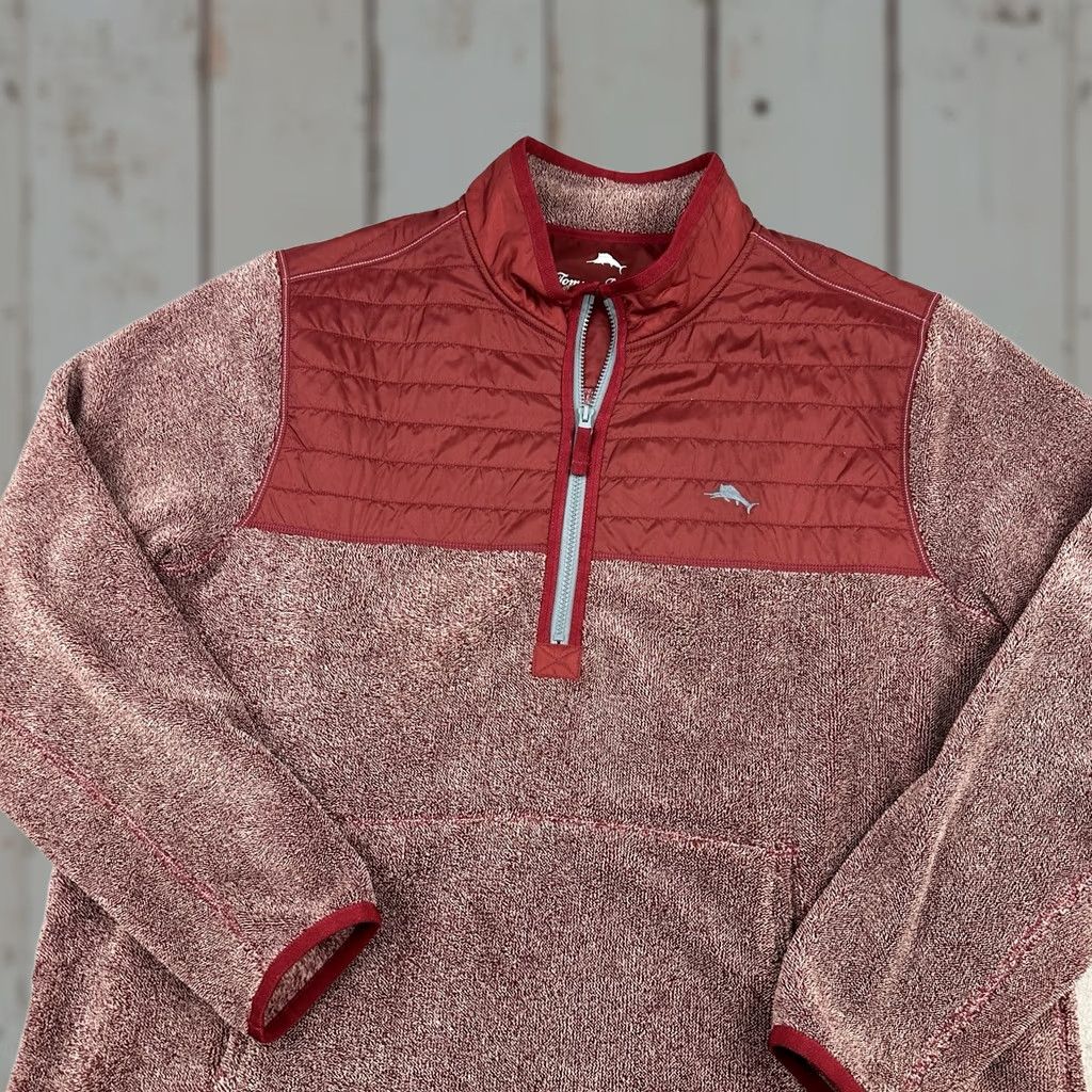 Tommy Bahama Tommy Bahama Jacket Men 2XL Burgundy Fleece Half Zip Pockets Windbreaker Casual Outdoor 2XL Mens Size US XXL / EU 58 / 5 - 1 Thumbnail