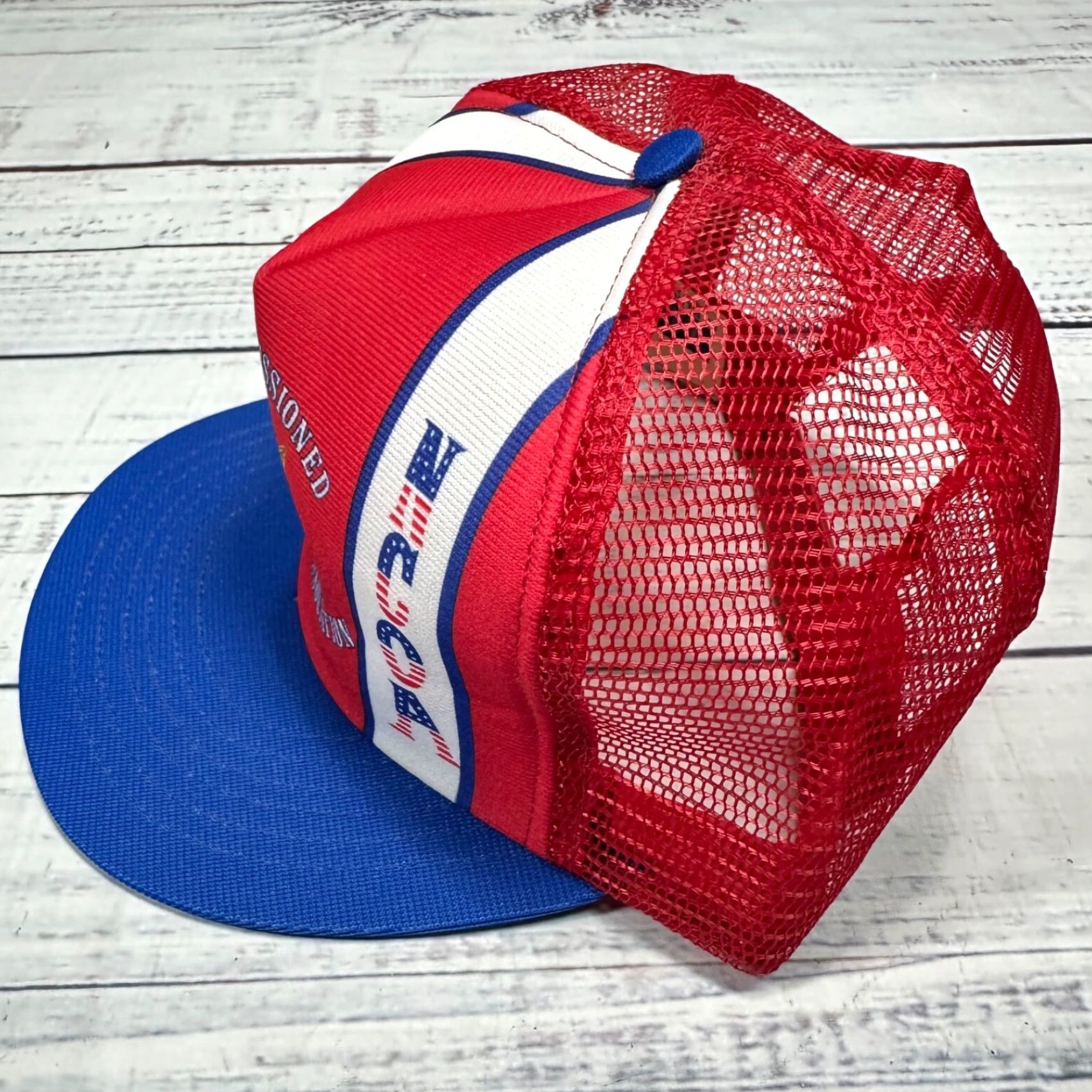 Commission Vtg NCOA Trucker Hat OS Red White Blue Snapback Men One Size Red Trucker Hat NCOA Association Hat Size ONE SIZE - 6 Thumbnail