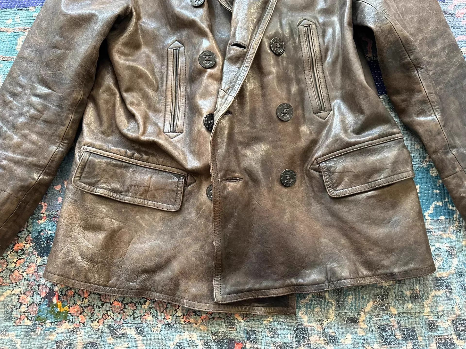 RRL Ralph Lauren RRL Distressed Color Wash Leather Coat L (XL Fit) Corduroy Size US L / EU 52-54 / 3 - 4 Thumbnail