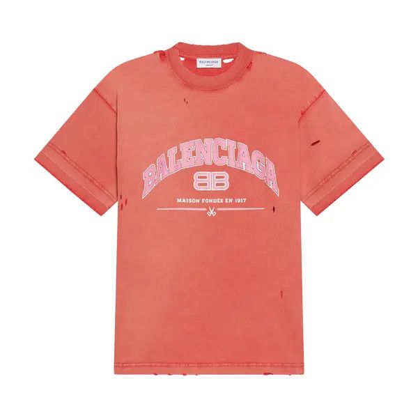 Image of Balenciaga O1Mt1Gz0424 Maison Medium Fit T-Shirt In Orange, Women's (Size XS)