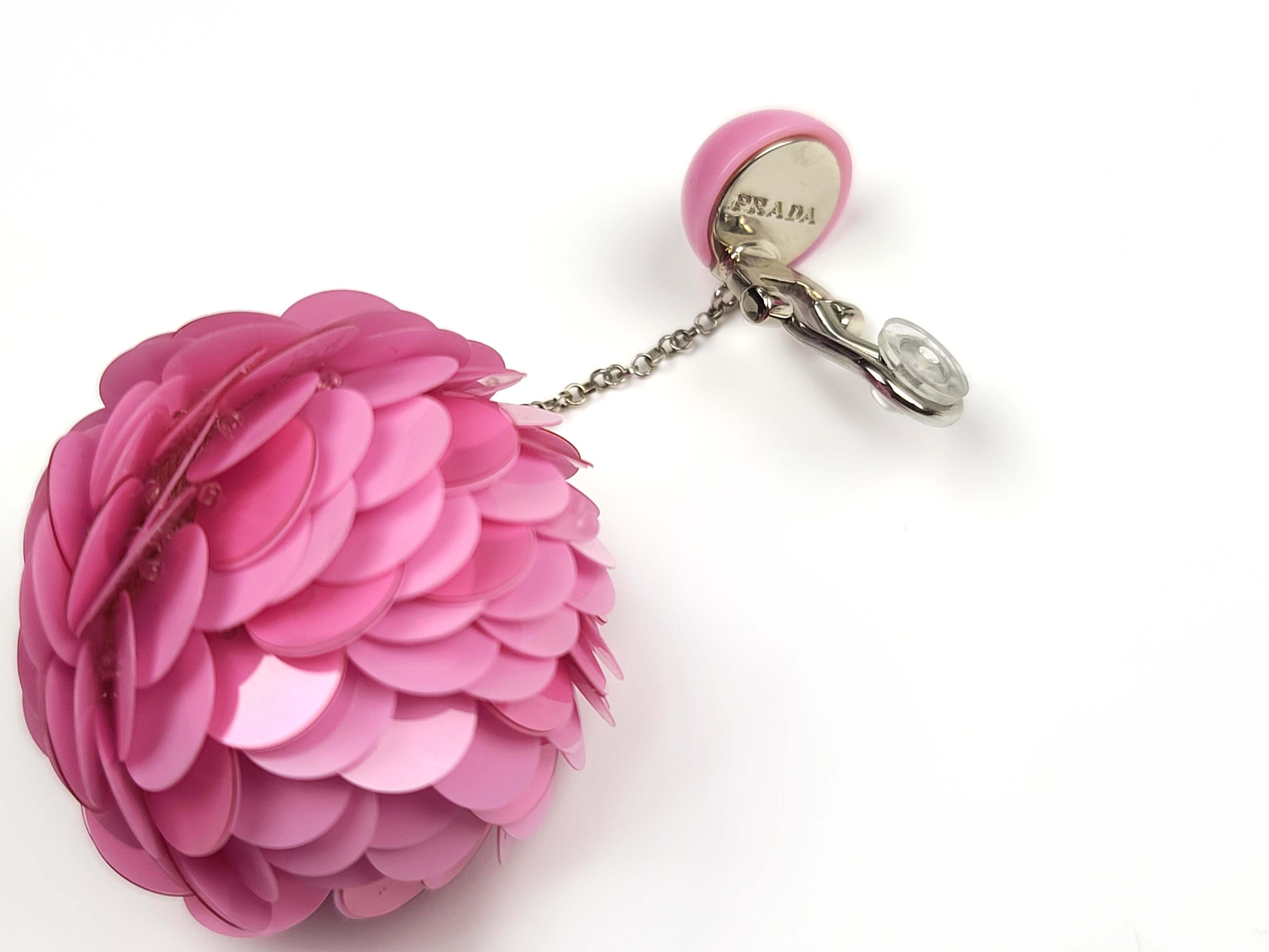 Prada S/S 2016 Runway Pink Floral Globe Drop Clip-On Earrings Size ONE SIZE - 5 Thumbnail