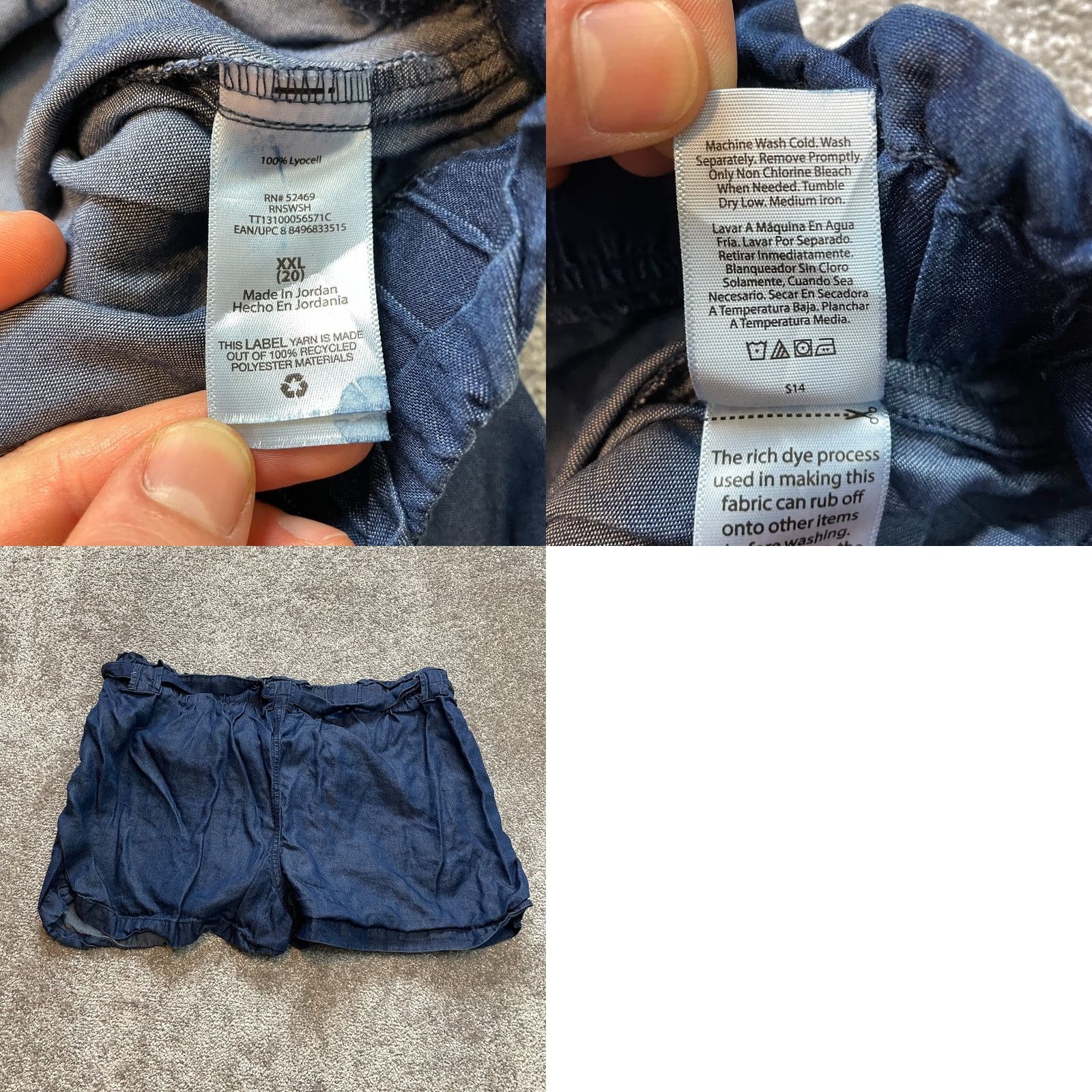 Vintage Time and Tru Paperbag Shorts Womens 20 XXL Blue Chambray Belted Lyocell Stretch Size 42" / US 20 - 8 Thumbnail