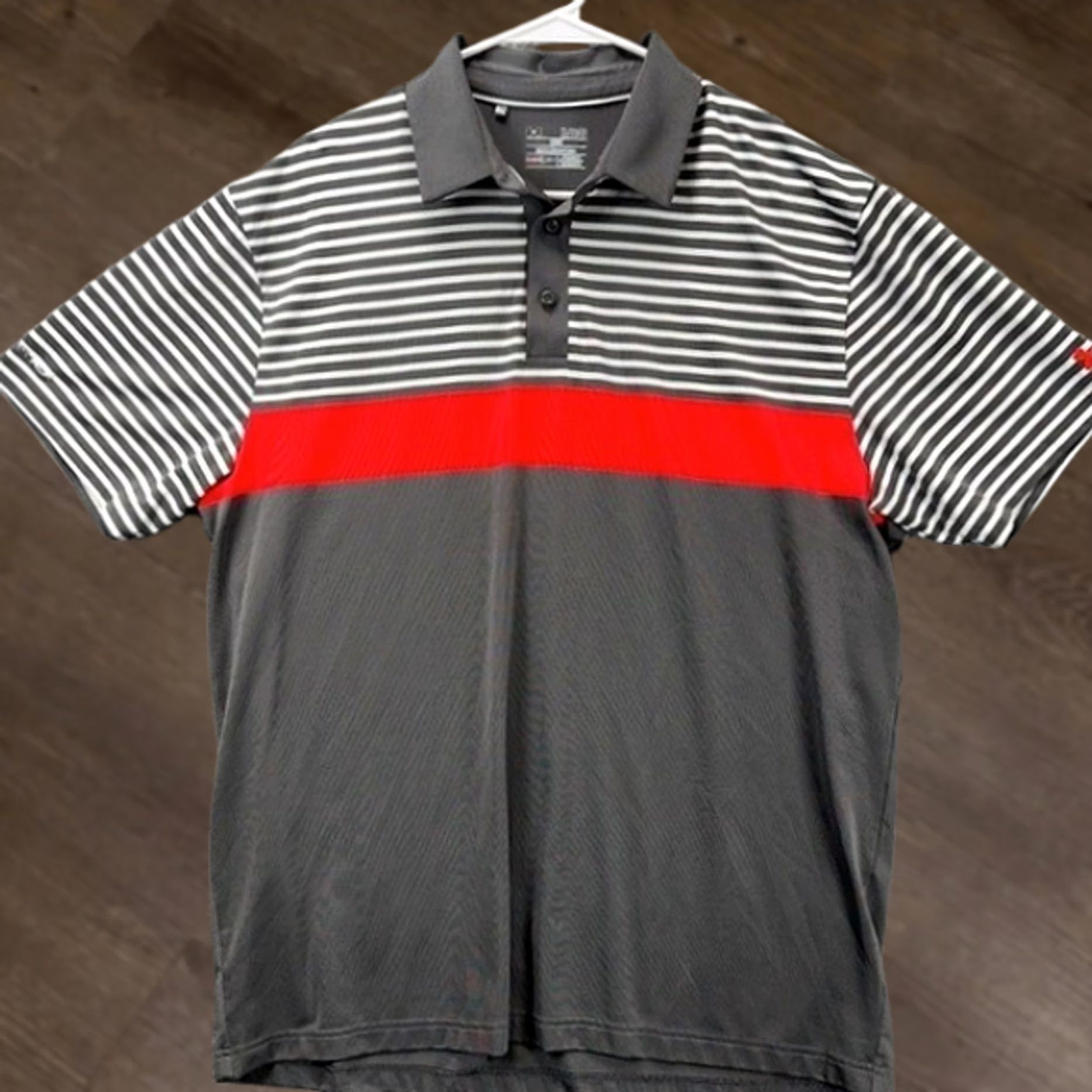 Under Armour Under Armour HeatGear Polo Shirt Men XL Grey Striped Loose Golf Rugby Activewear Size US XL / EU 56 / 4 - 1 Thumbnail