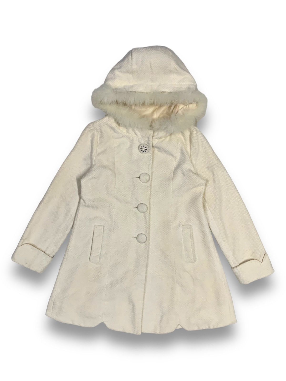 Japanese Brand Japanese Recherie White Cream Fox Fur Hooded Coat Jacket Size M / US 6-8 / IT 42-44 - 1 Thumbnail