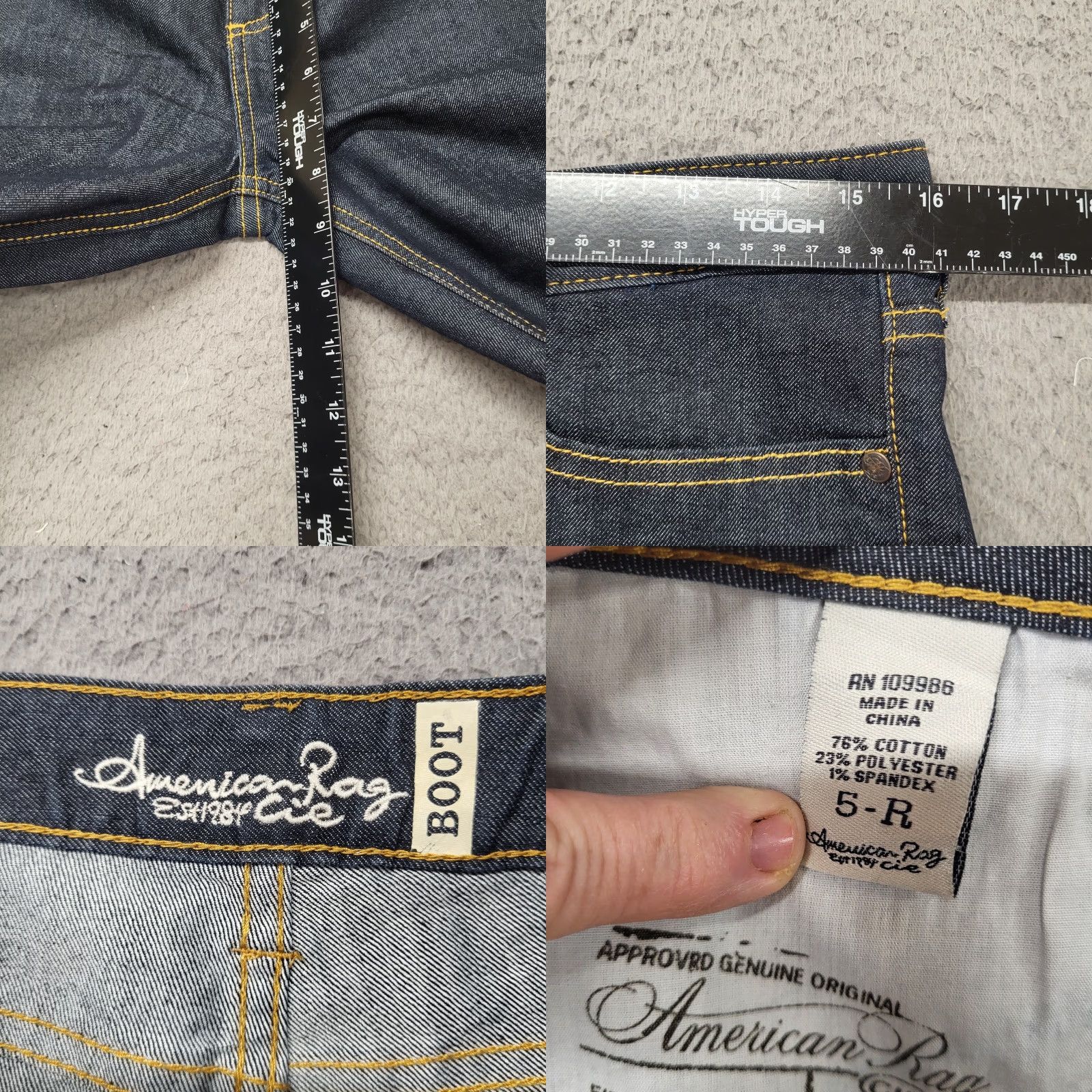 Vintage American Rag Jeans Womens 5R Blue Denim Dark Wash Stretch Embroider Pocket Size 27" / US 4 / IT 40 - 8 Thumbnail