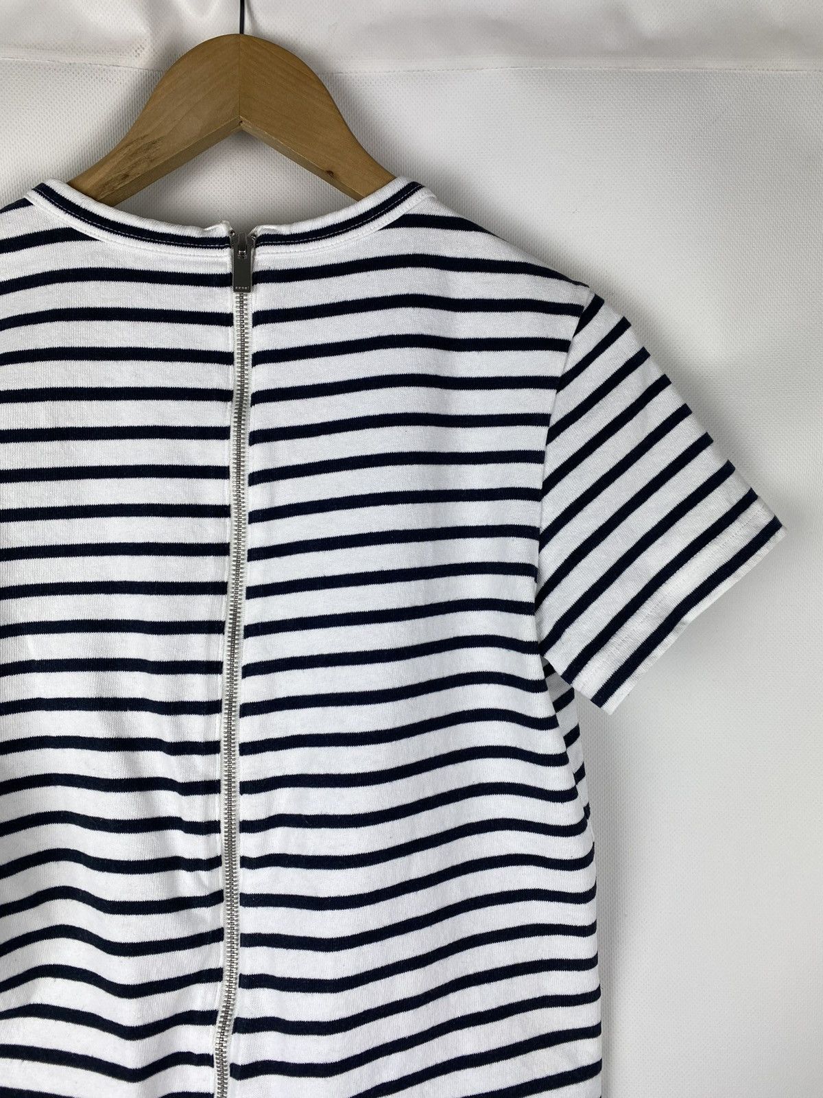 Japanese Brand × Sacai Sacai ladies striped back zip chest pocket t shirt size 3 Size L / US 10 / IT 46 - 16 Thumbnail
