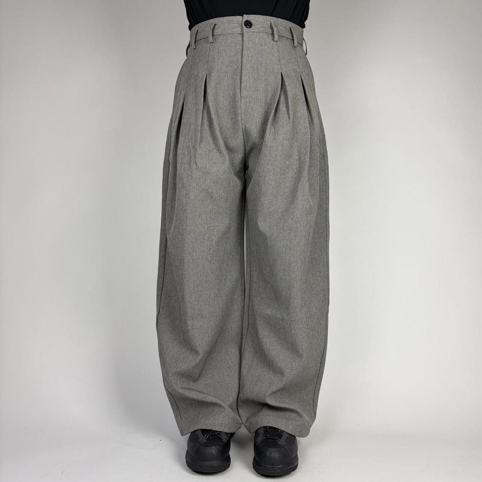 Other Taupe Textured Wide Leg Pleated Trousers Size US 33 - 2 Thumbnail