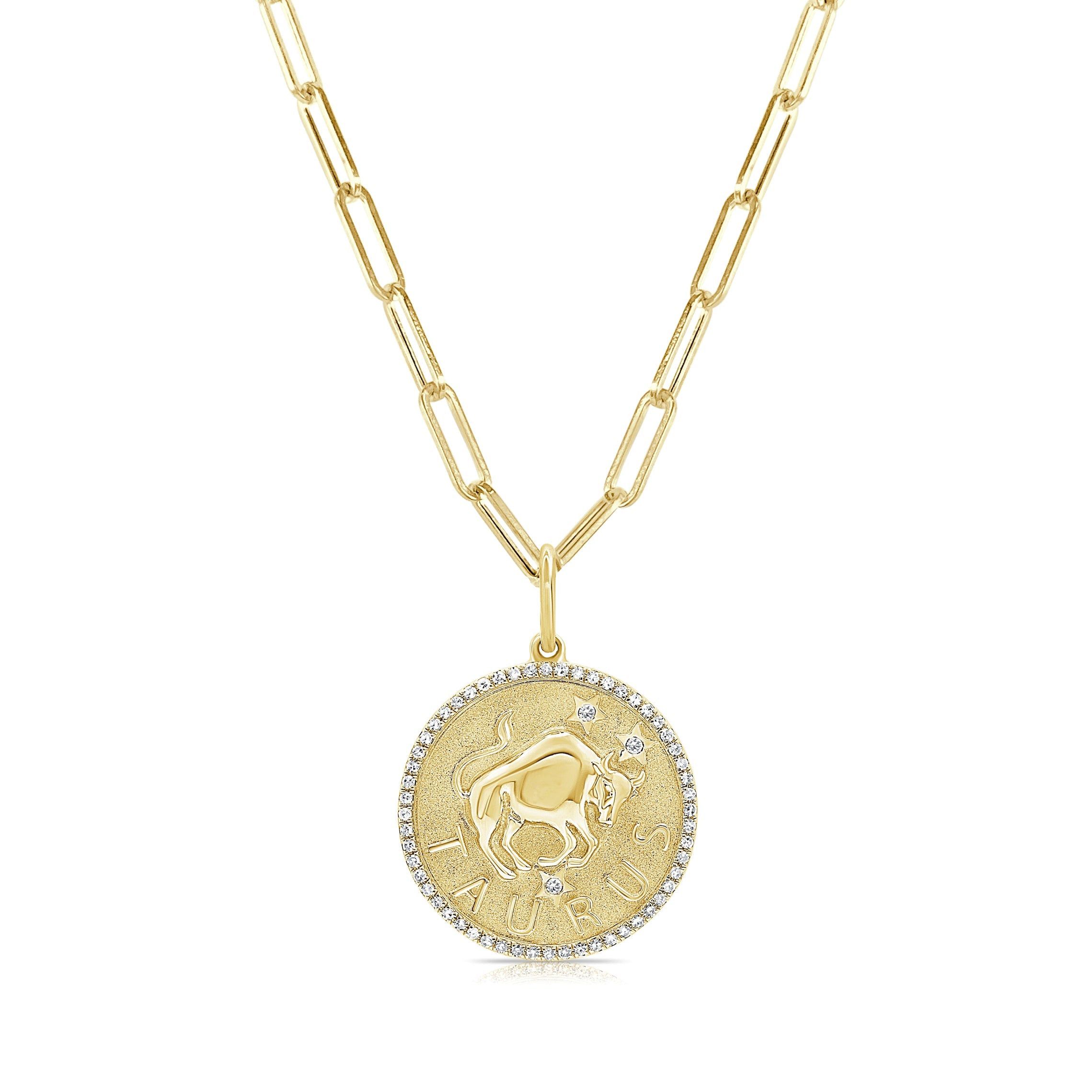 image of Van Cleef Arpels Taurus Zodiac Diamond Necklace In 14Kt Yellow Gold, Women's