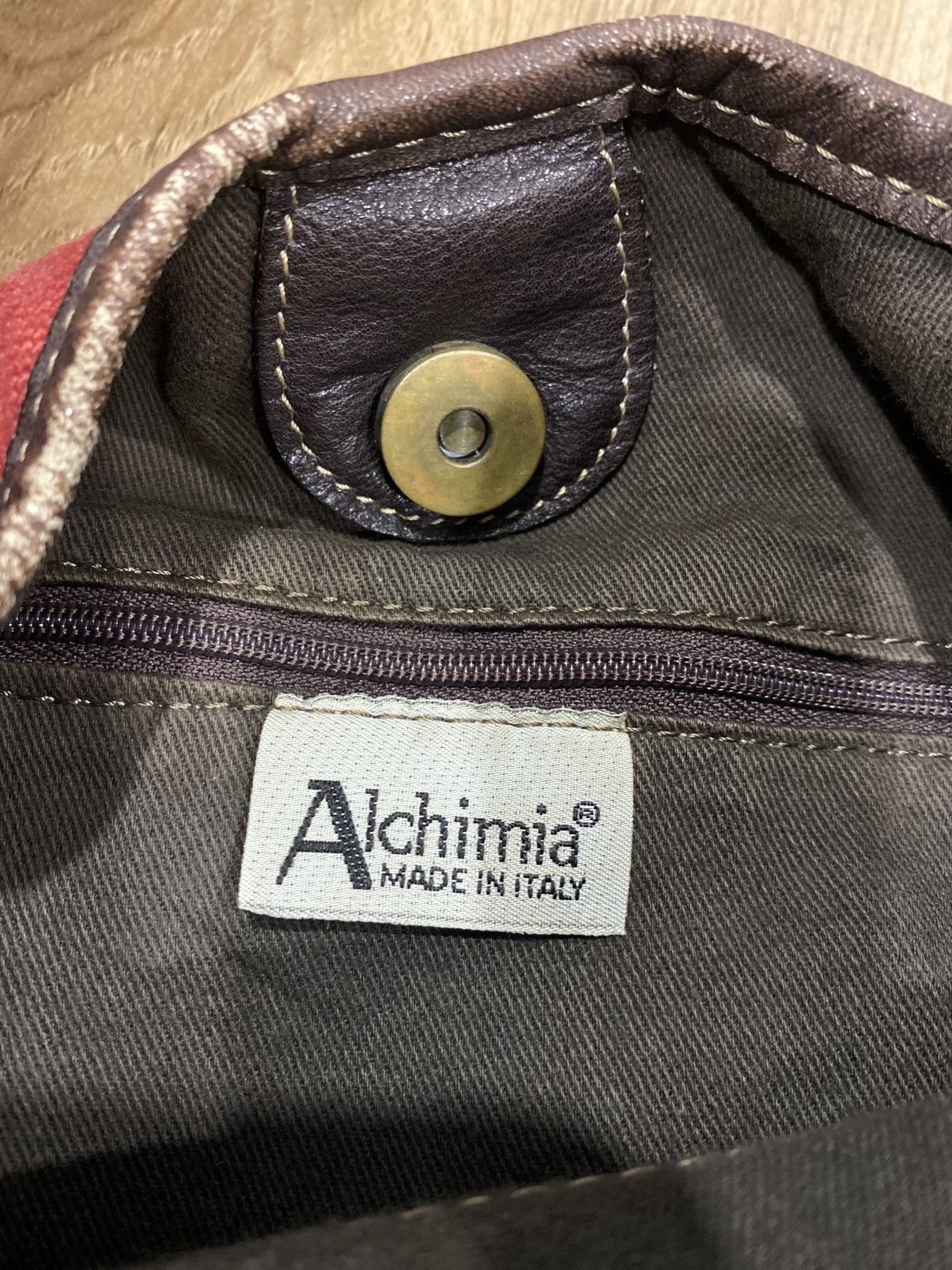 Vintage RARE ALCHIMIA ITALY CANVAS LEATHER CRAFTS HANDMADE SLING BAG Size ONE SIZE - 7 Thumbnail