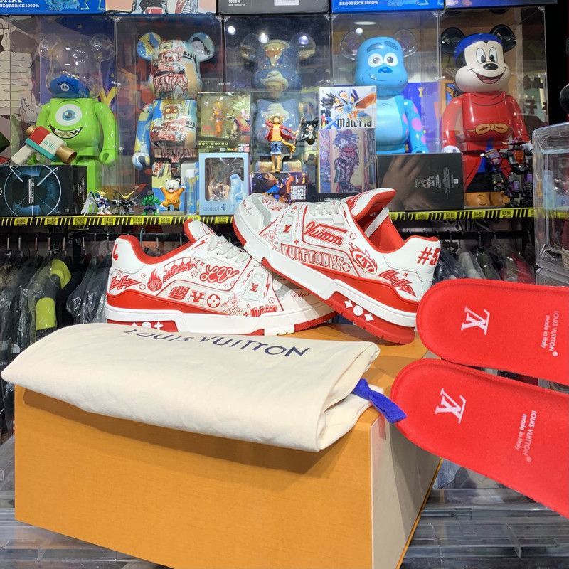 Louis Vuitton Louis Vuitton Trainer Low Top Sneakers with Red Graphics -2 Size US 8 / EU 41 - 4 Thumbnail