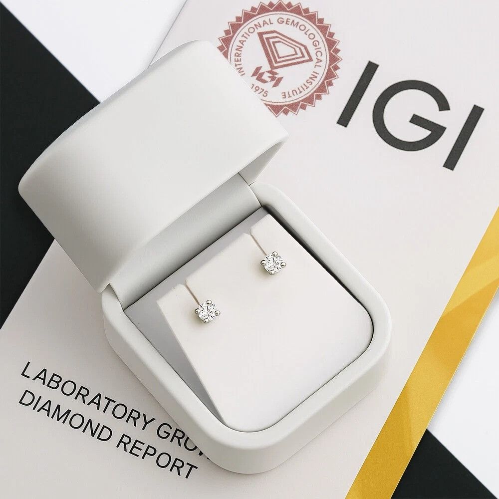 Other 0.25ct Lab Grown Diamond Round Earrings in 14k White Gold Size ONE SIZE - 5 Thumbnail