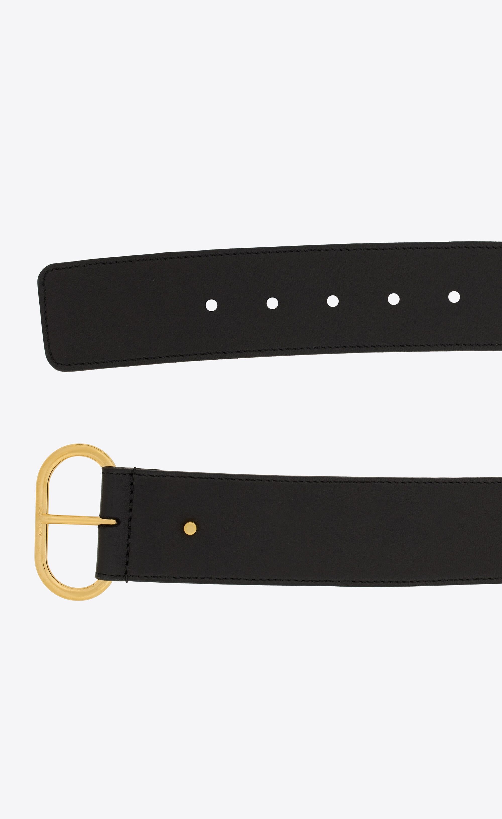 Saint Laurent Paris o1s1wg111224 Size: 70 / Oval Buckle Belt Lacquered Leather Size ONE SIZE - 2 Thumbnail