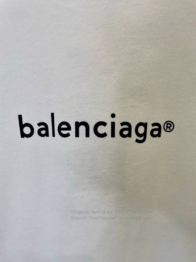 Balenciaga Balenciaga Logo Printed Round Neck Short Sleeve White T-Sh Size US L / EU 52-54 / 3 - 3 Thumbnail
