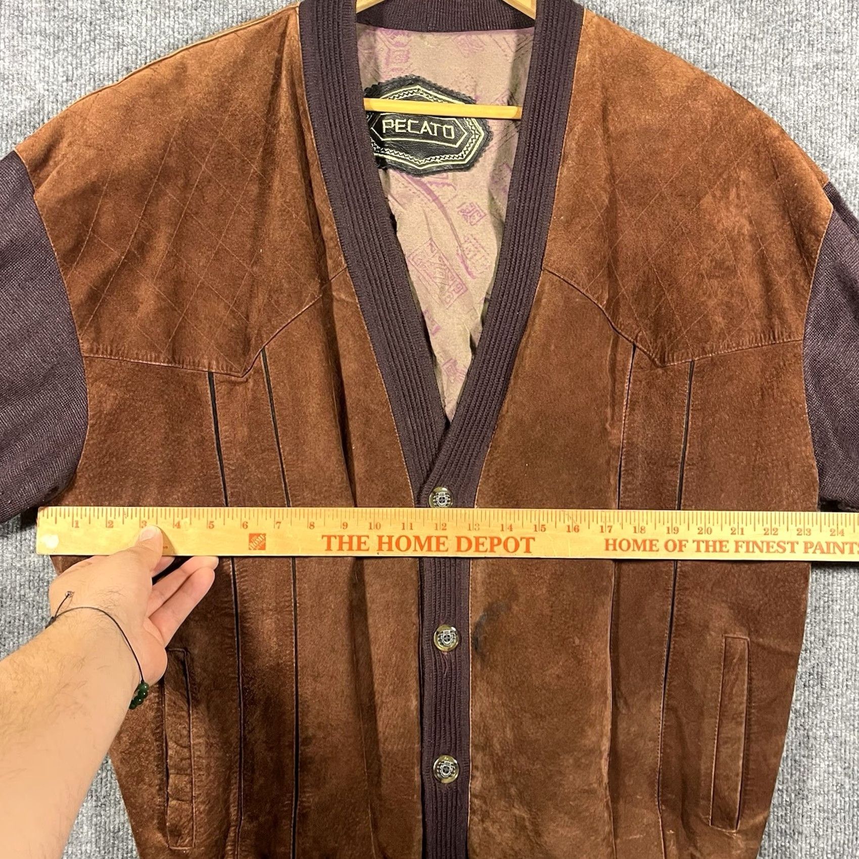 Vintage VINTAGE Pecato Cardigan Mens XL Brown Suede Leather Wool 90s Knit Long Sleeve Button Size US XL / EU 56 / 4 - 2 Thumbnail