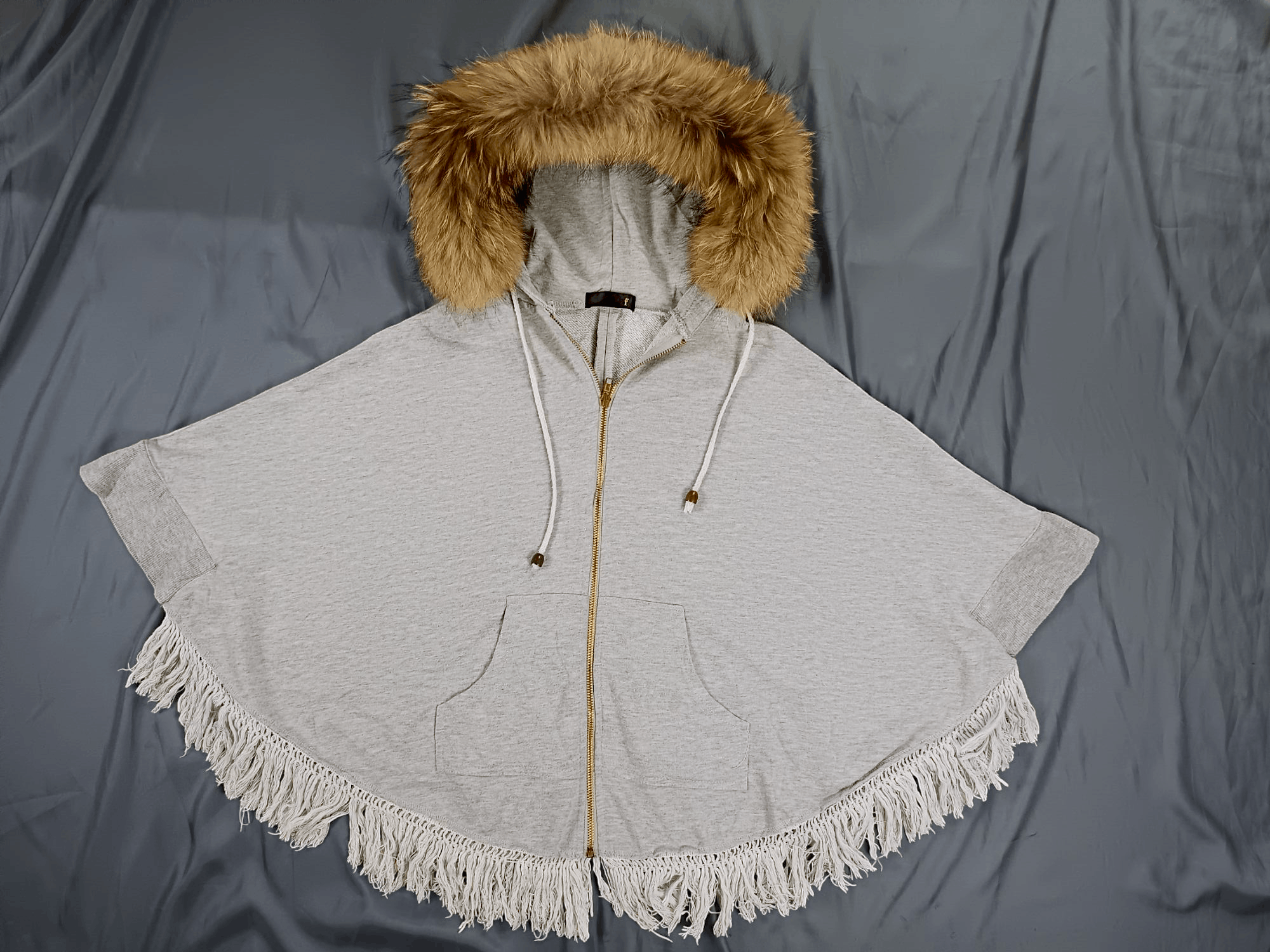 Japanese Brand × Le Grande Bleu (L.G.B.) "F" Vintage Fur Zipper Hoodie Tassel Poncho Size US L / EU 52-54 / 3 - 15 Thumbnail