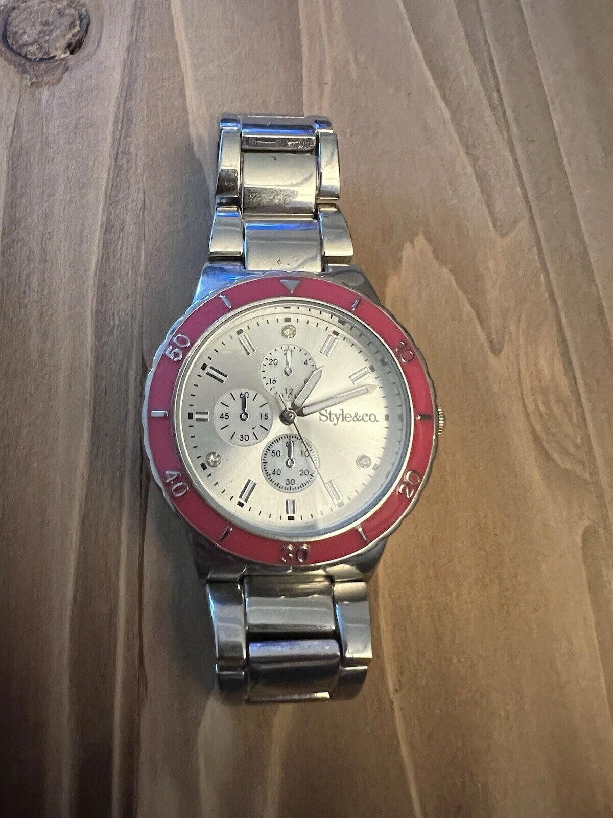 Designer Style & Co Watch Ladies New Battery With Pink Bezel Size ONE SIZE - 1 Thumbnail