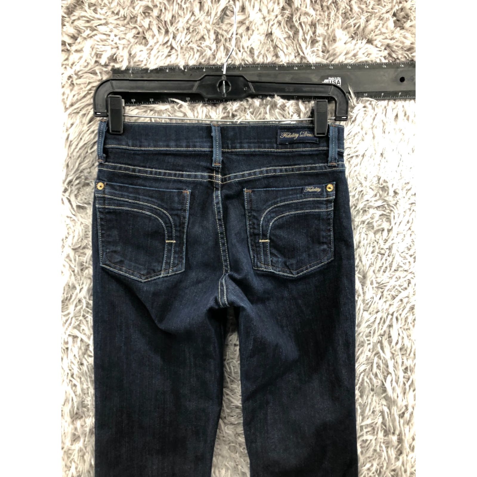 Vintage Fidelity Denim Bootcut Jeans Women Blue Dark Wash 25 Regular 5-Pocket Denim Cotton ZIP Button Belt Loops Inseam 29in Size 42" / US 20 - 7 Thumbnail