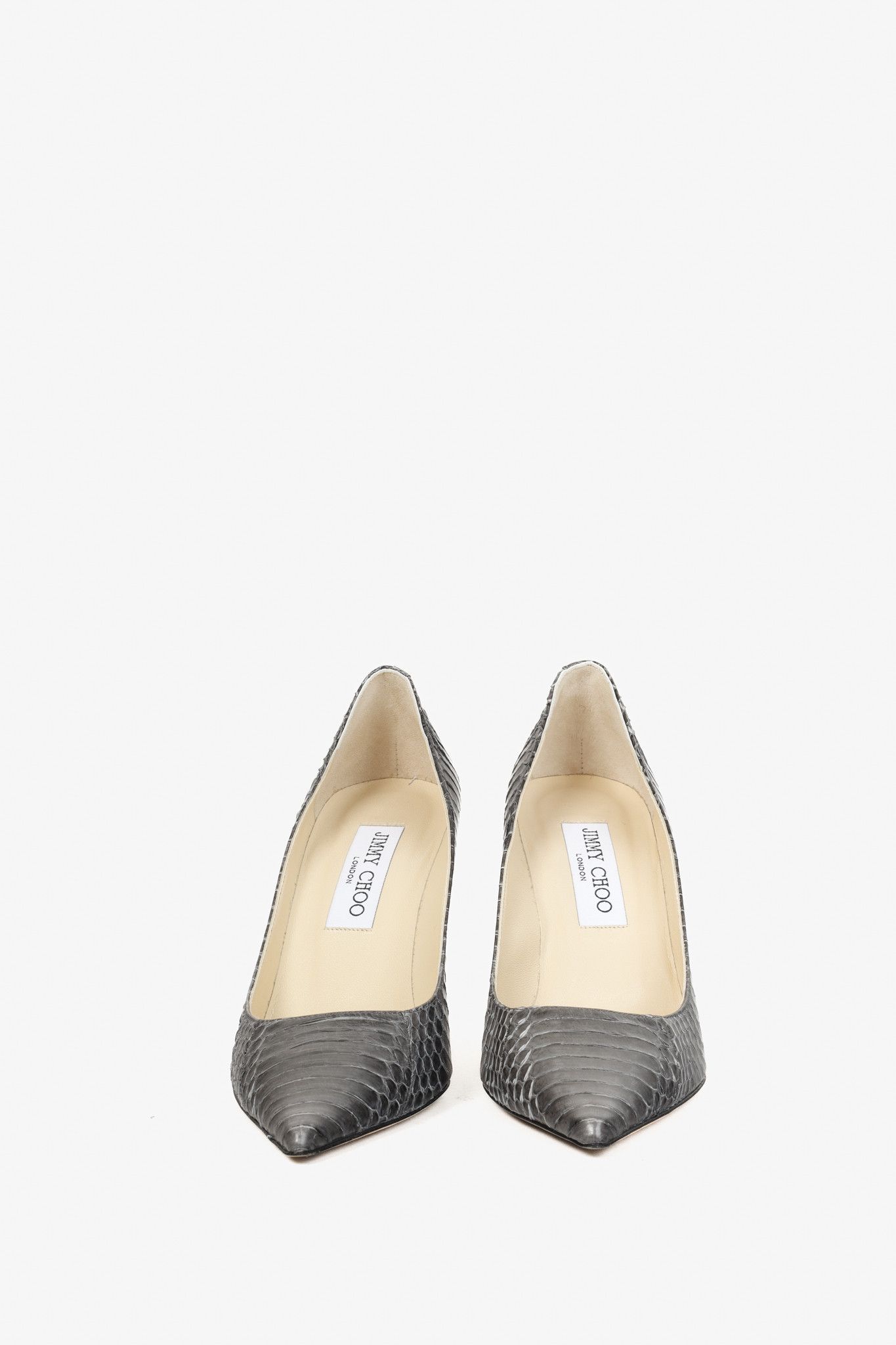 Jimmy Choo Jimmy Choo Grey Pointed Toe Snake Texture Stilettos Size US 6 / IT 36 - 2 Thumbnail