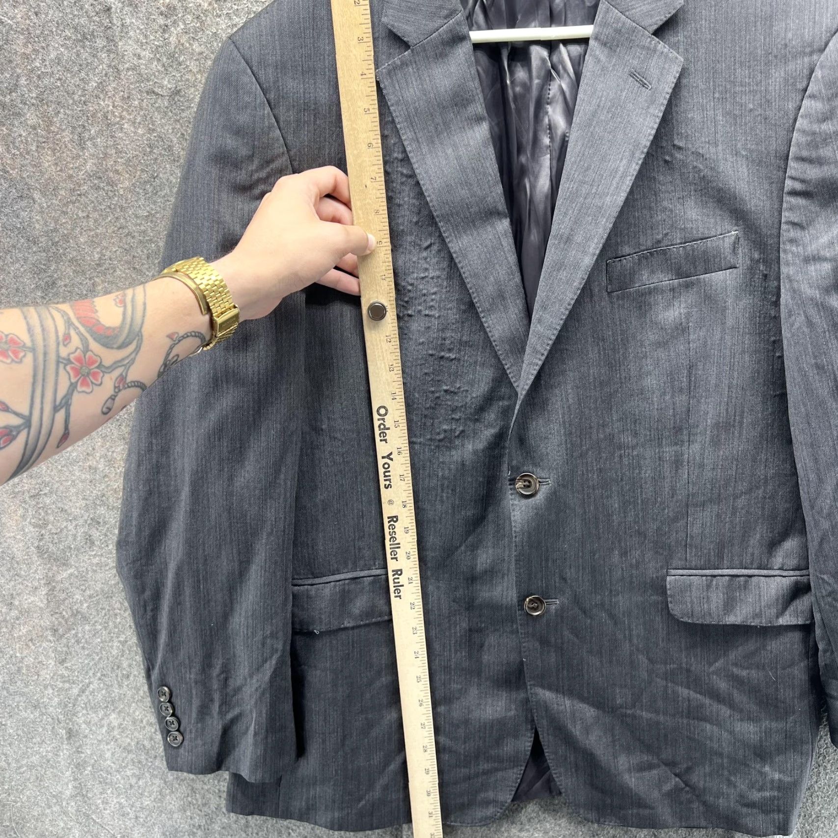 Ralph Lauren VINTAGE Lauren Ralph Lauren Blazer Mens 44R Gray Wool Slim Fit Sport Coat Jacket Size 44R - 7 Thumbnail