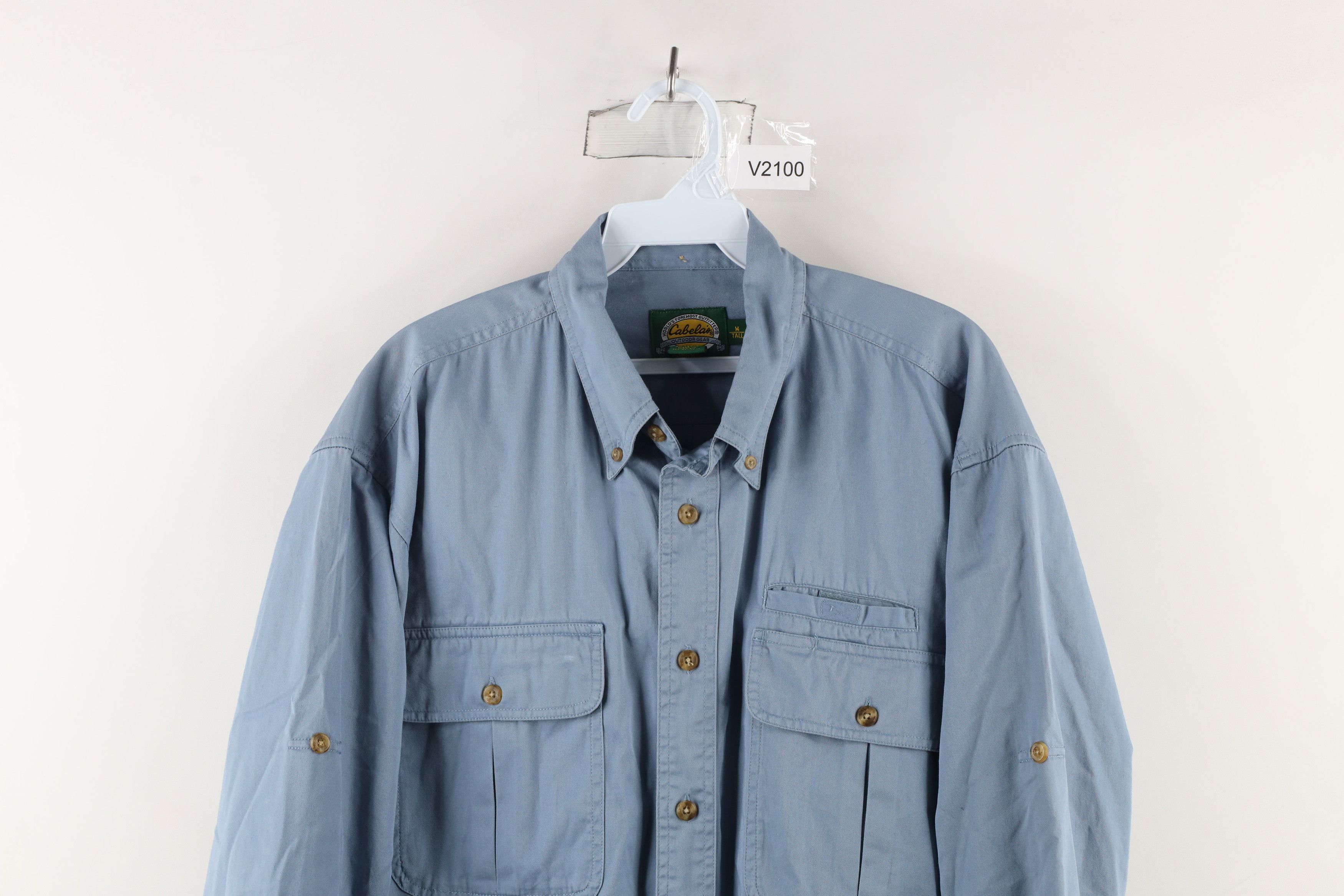 Cabelas × Vintage Vintage Cabelas Faded Safari Bush Collared Button Shirt Blue Size US M / EU 48-50 / 2 - 2 Thumbnail