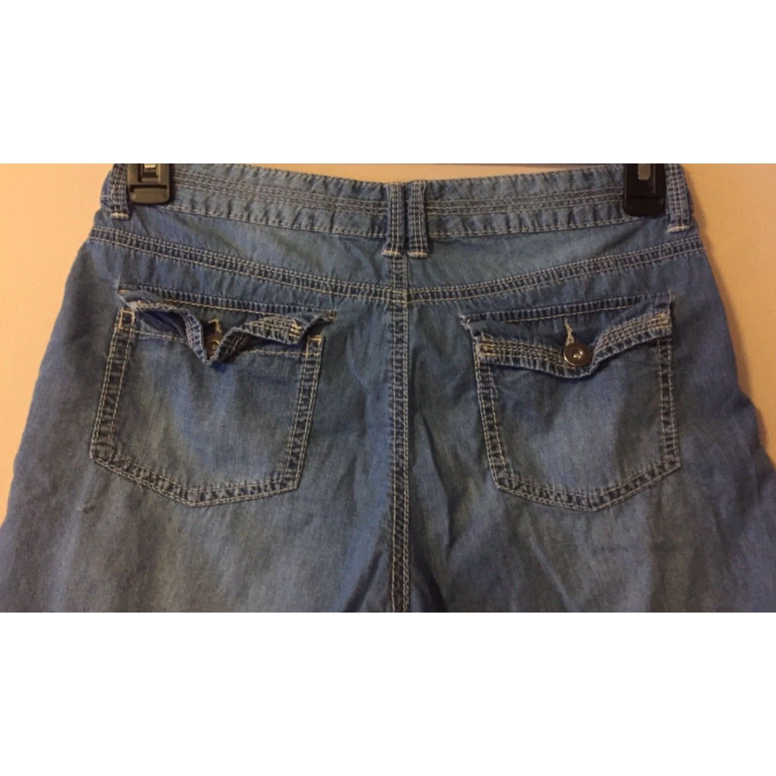 Vintage Supplies Women's Mid Rise Shorts Size 6 100% Cotton Blue 31x4-1/4 Casual Size 24" / US 00 / IT 34 - 7 Thumbnail