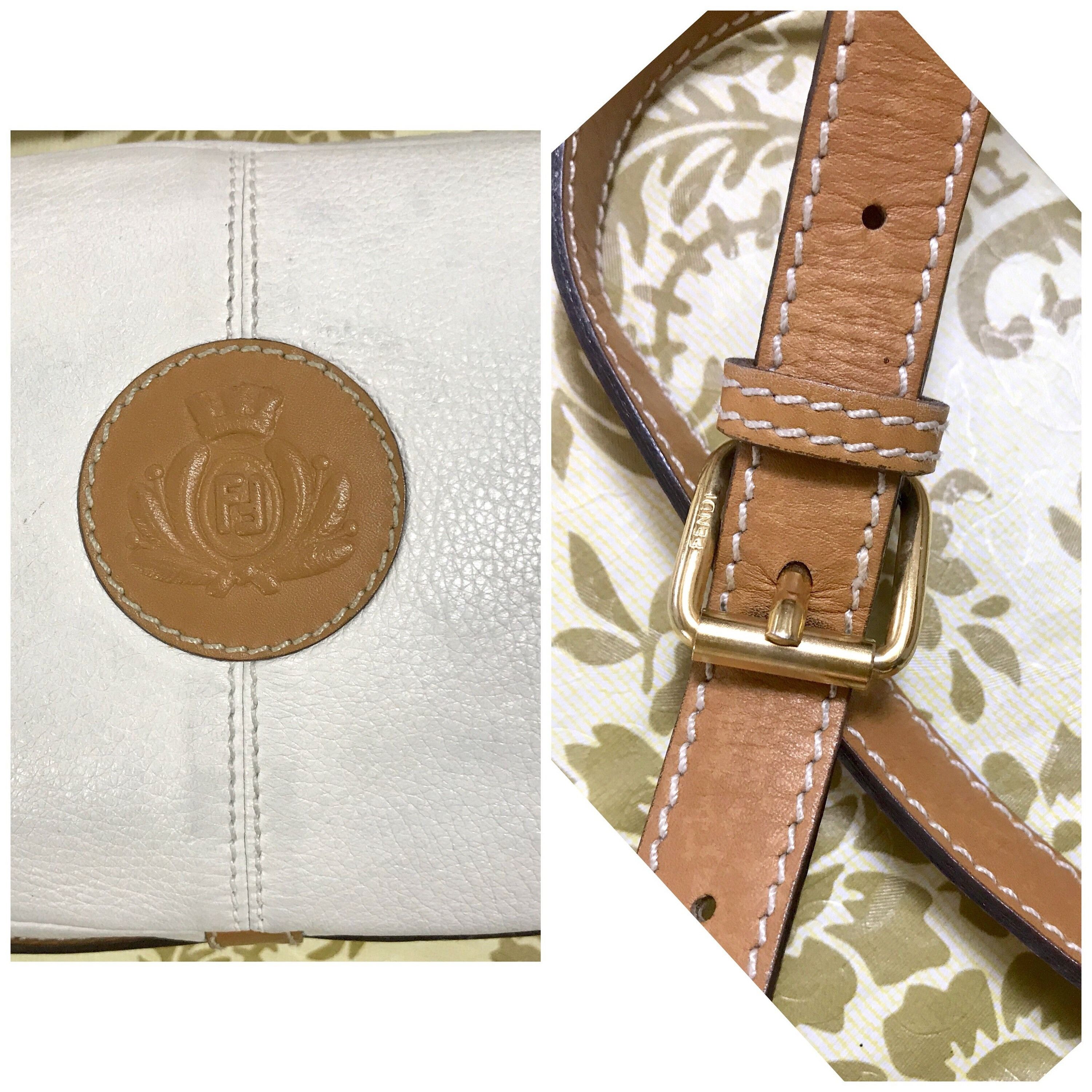 Fendi Vintage Fendi white and brown leather shoulder bag. Size ONE SIZE - 6 Thumbnail