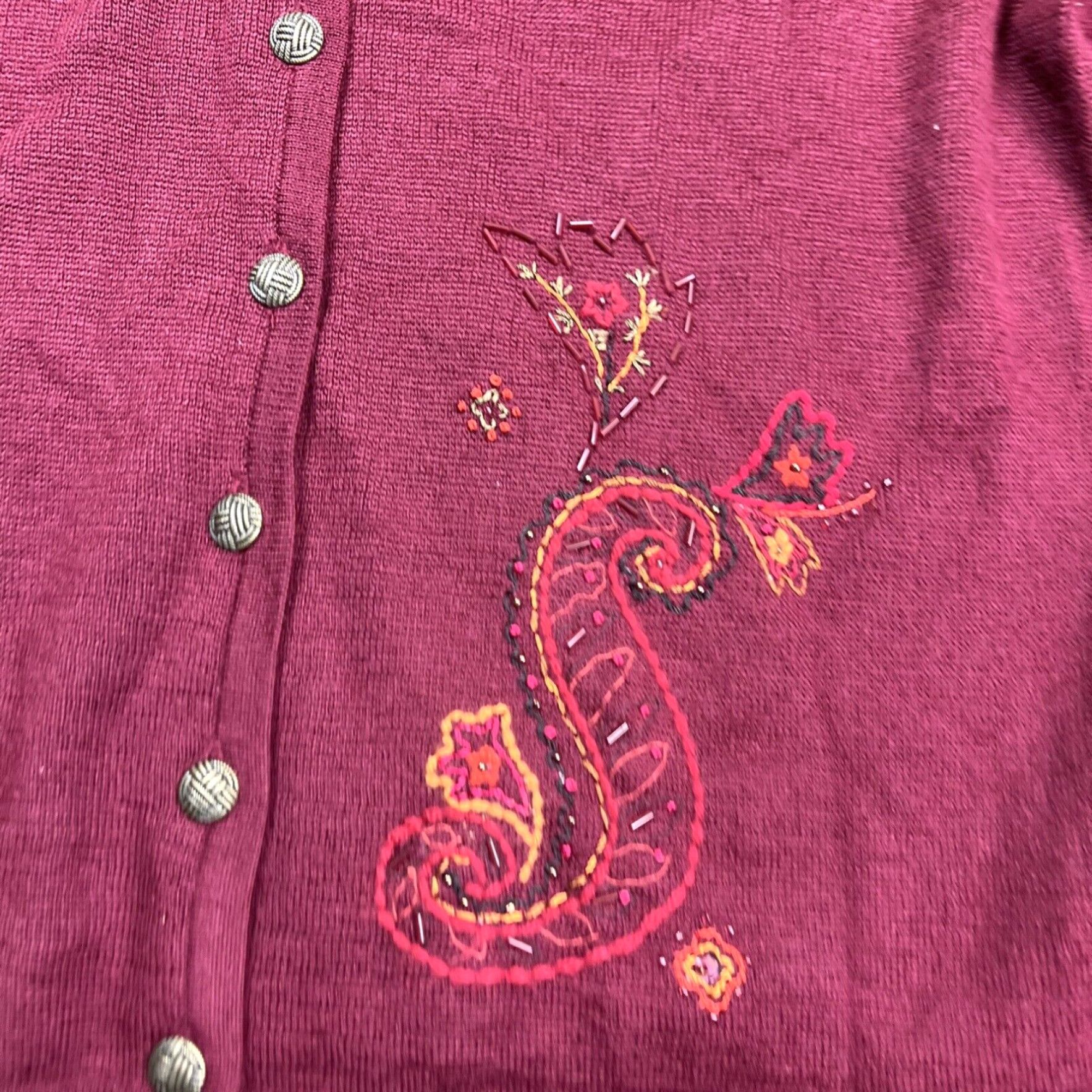 Vintage Vintage Koret Womens Sweater Red Size Large Button Dazzle Size L / US 10 / IT 46 - 4 Thumbnail