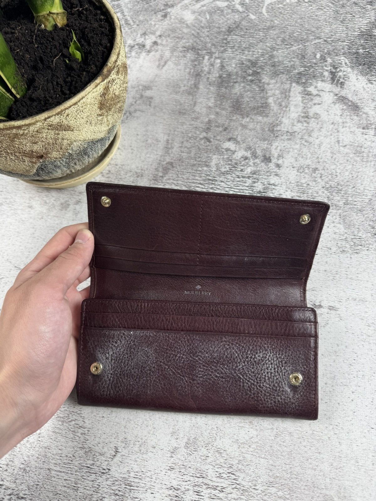 Mulberry Mulberry Oxblood Continental Tree Vintage Genuine Leather Wallet Purse Size ONE SIZE - 6 Thumbnail