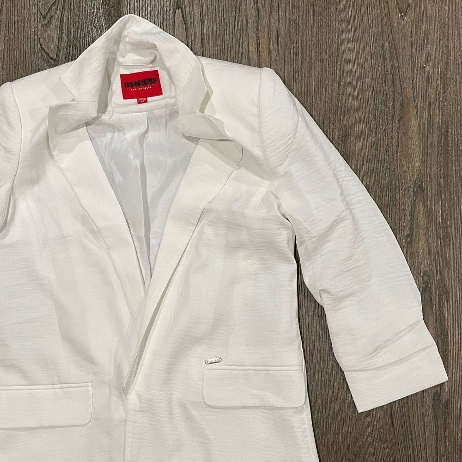 Guess NWOT Guess Womens White Long Line Blazer Jacket Size XS Size XS / US 0-2 / IT 36-38 - 5 Thumbnail