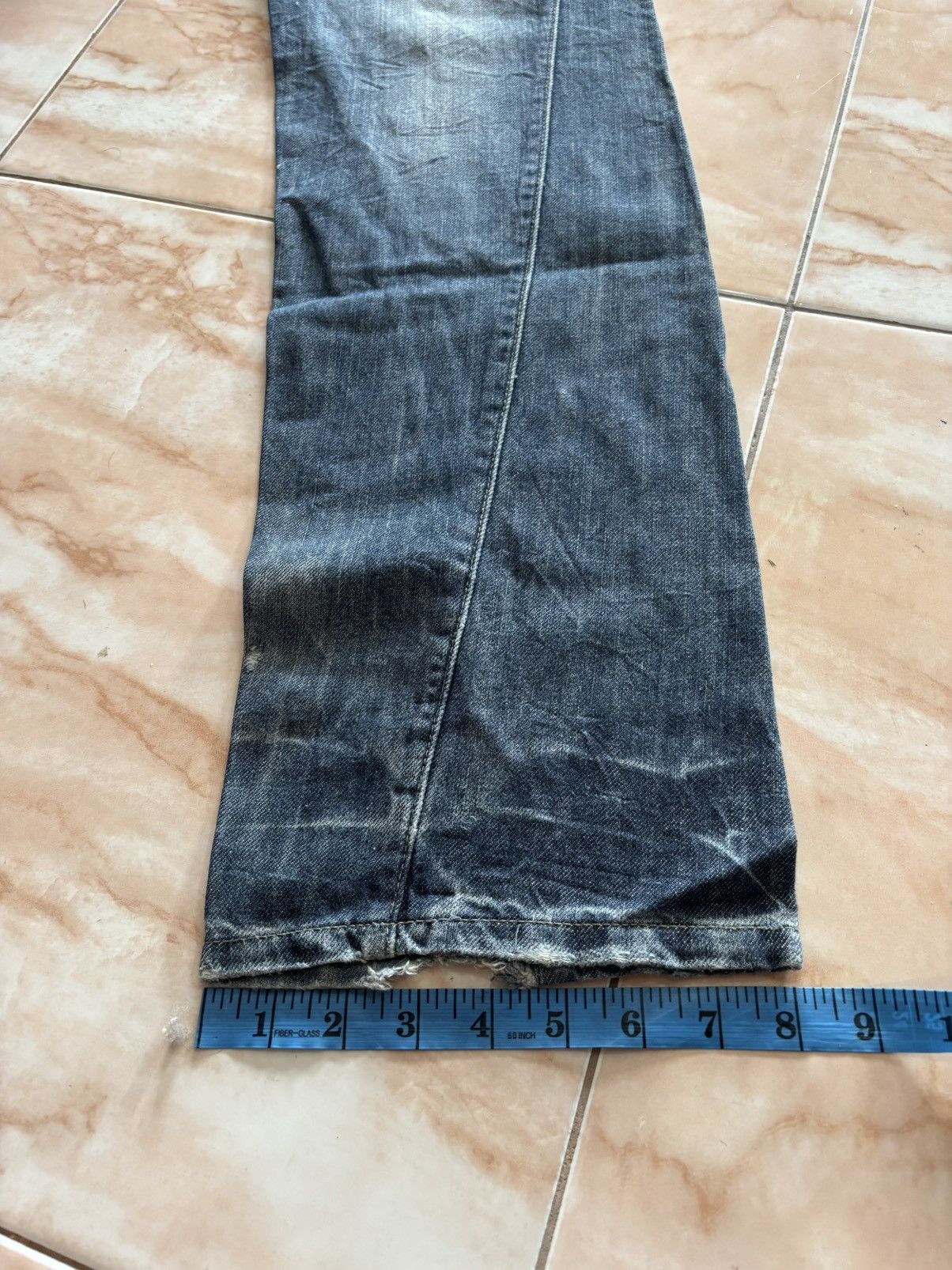 If Six Was Nine PPFM Double Waist Distressed Denim Jean Size US 33 - 23 Thumbnail