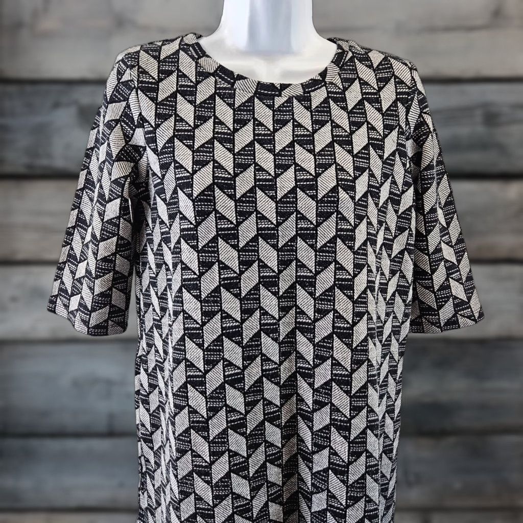 Zara Zara Trafaluc Womens Top Sz L Black Gray Cotton Blend Short Sleeve Round Neck Pullover Blouse Size L / US 10 / IT 46 - 1 Thumbnail