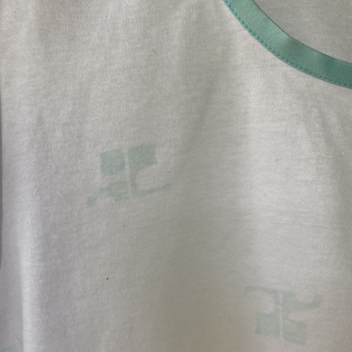 Courreges Courreges White Scoop Neck T-Shirt with Mint Trim Size S / US 4 / IT 40 - 6 Thumbnail