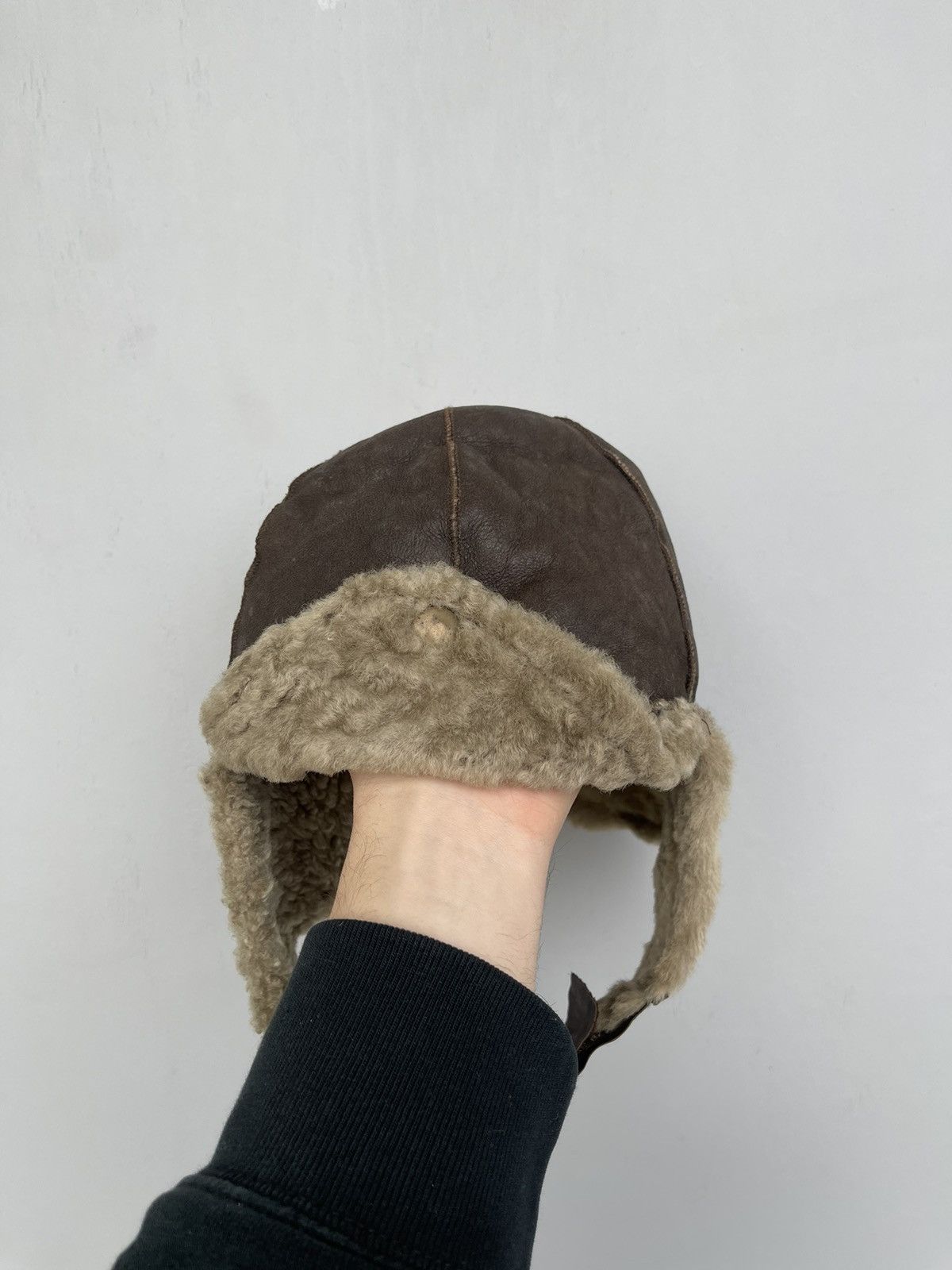 Vintage 1980s USHANKA Y2K FLYER'S LEATHER TRAPPER HAT WITH SHEARLING Size ONE SIZE - 3 Thumbnail