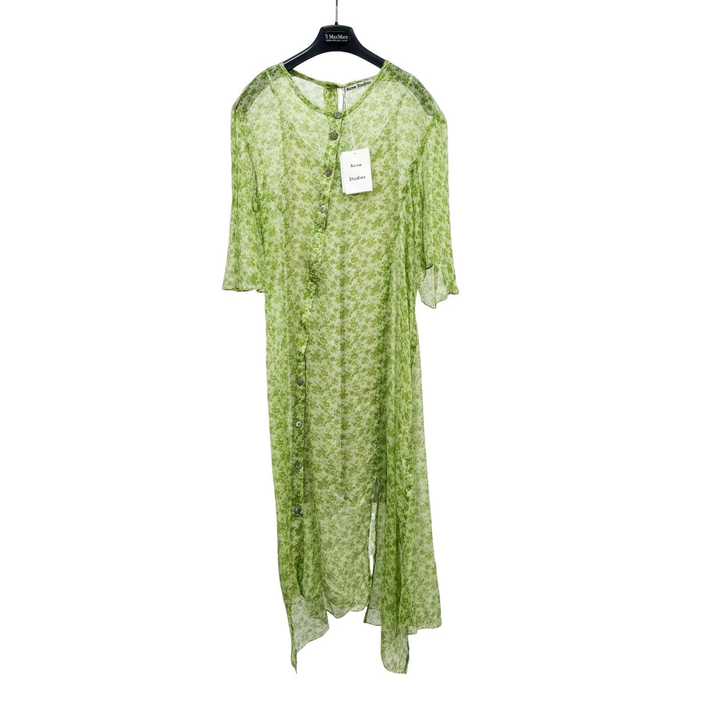 Acne Studios Acne Studios Green Floral Silk Midi Dress Size 36 Size XS / US 0-2 / IT 36-38 - 1 Thumbnail