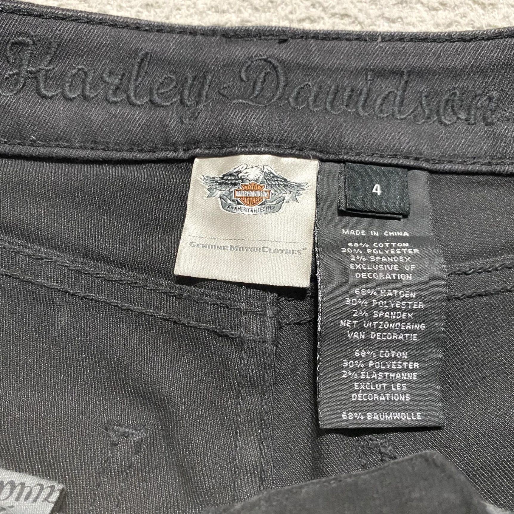 Harley Davidson Harley-Davidson Jeans Womens 4 Black Denim Skinny Dark Wash Low Rise Stretch Jeans Women Slim 5-Pocket Design Size 27" / US 4 / IT 40 - 3 Thumbnail