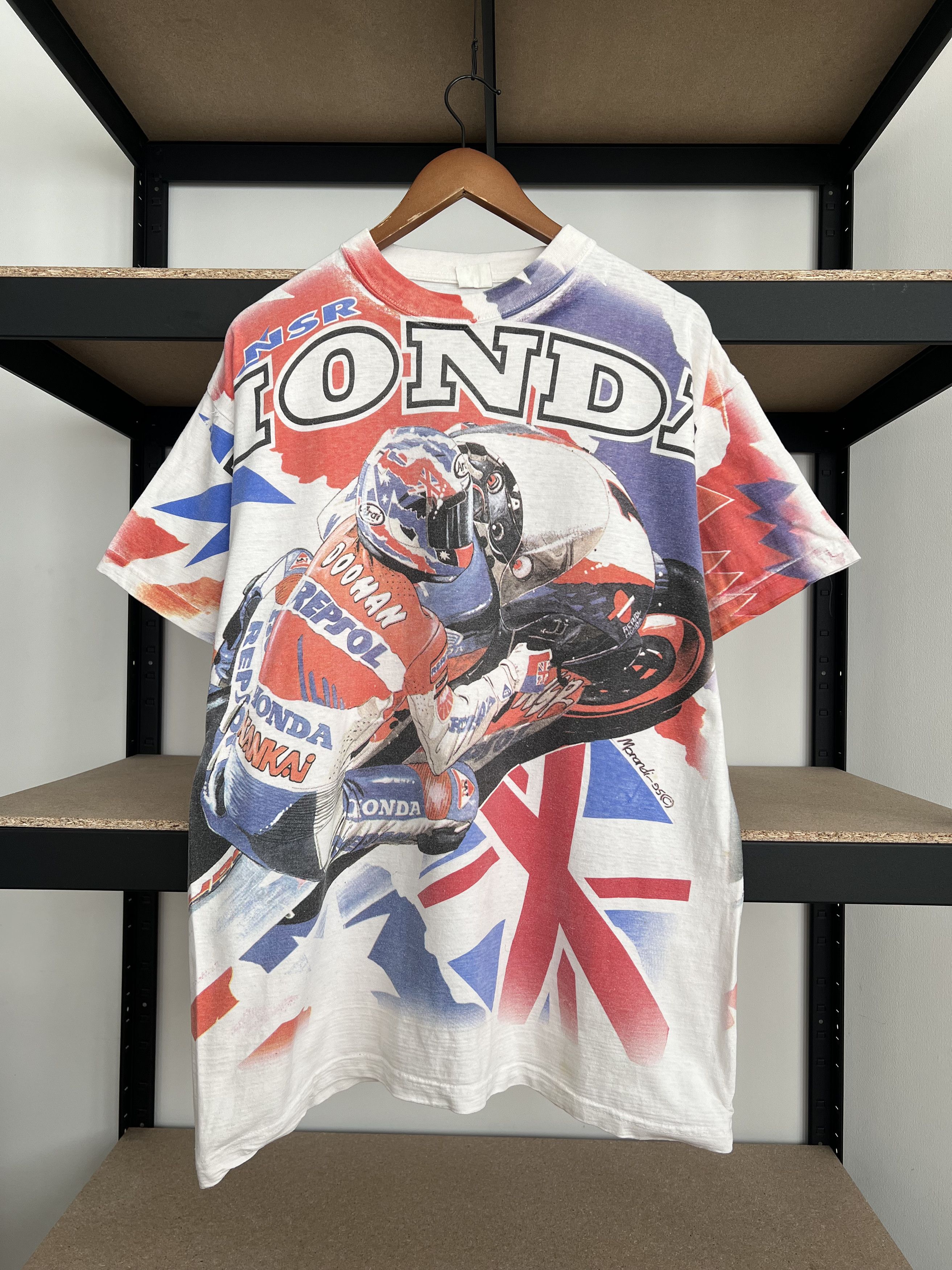 image of Vintage 1995 Honda Nsr Mick Doohan Motogp Racing Aop T-Shirt, Men's (Size XL)