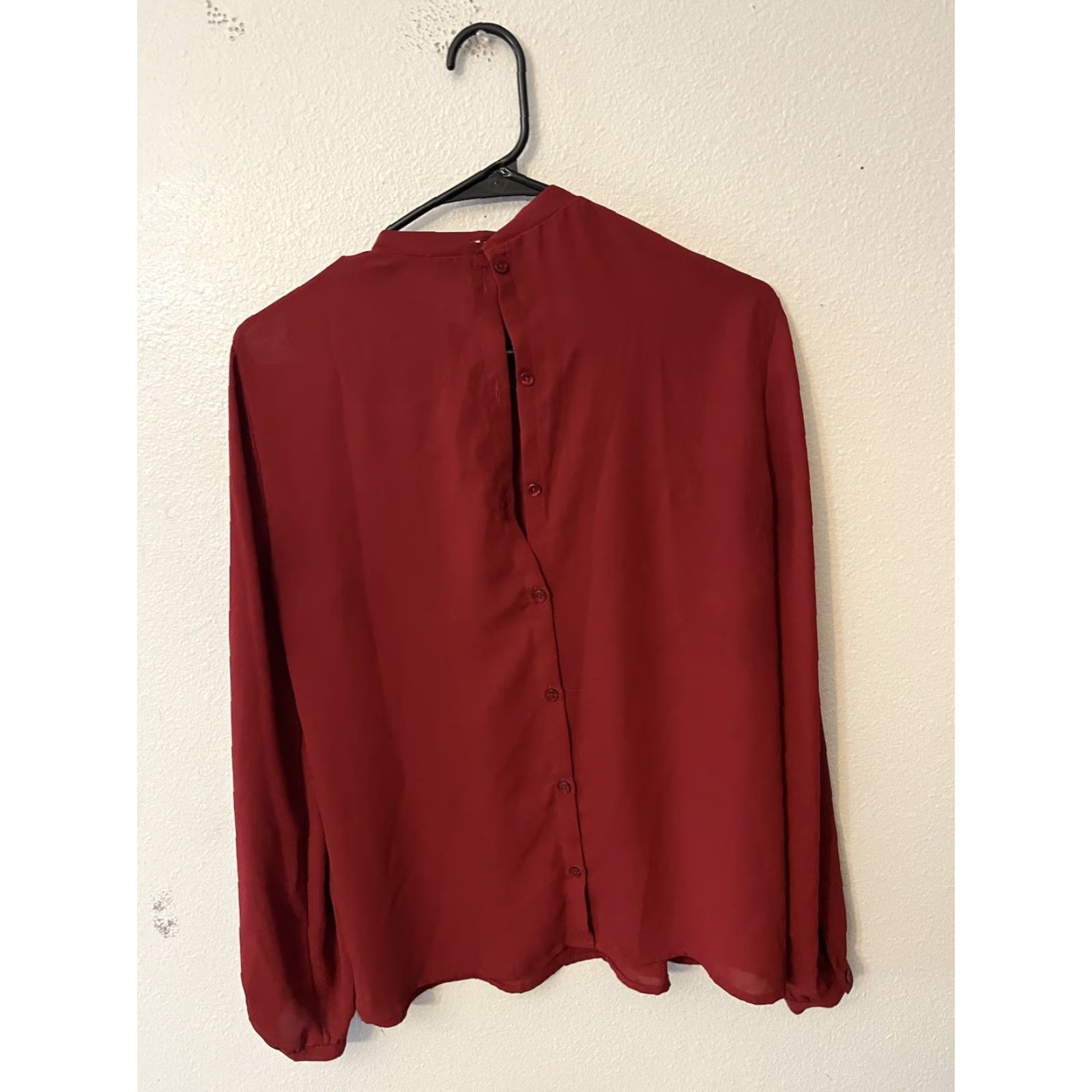 Express Express Button-Up Shirt Womens M Red Long Sleeve Collared Cotton Blend Size M / US 6-8 / IT 42-44 - 2 Thumbnail